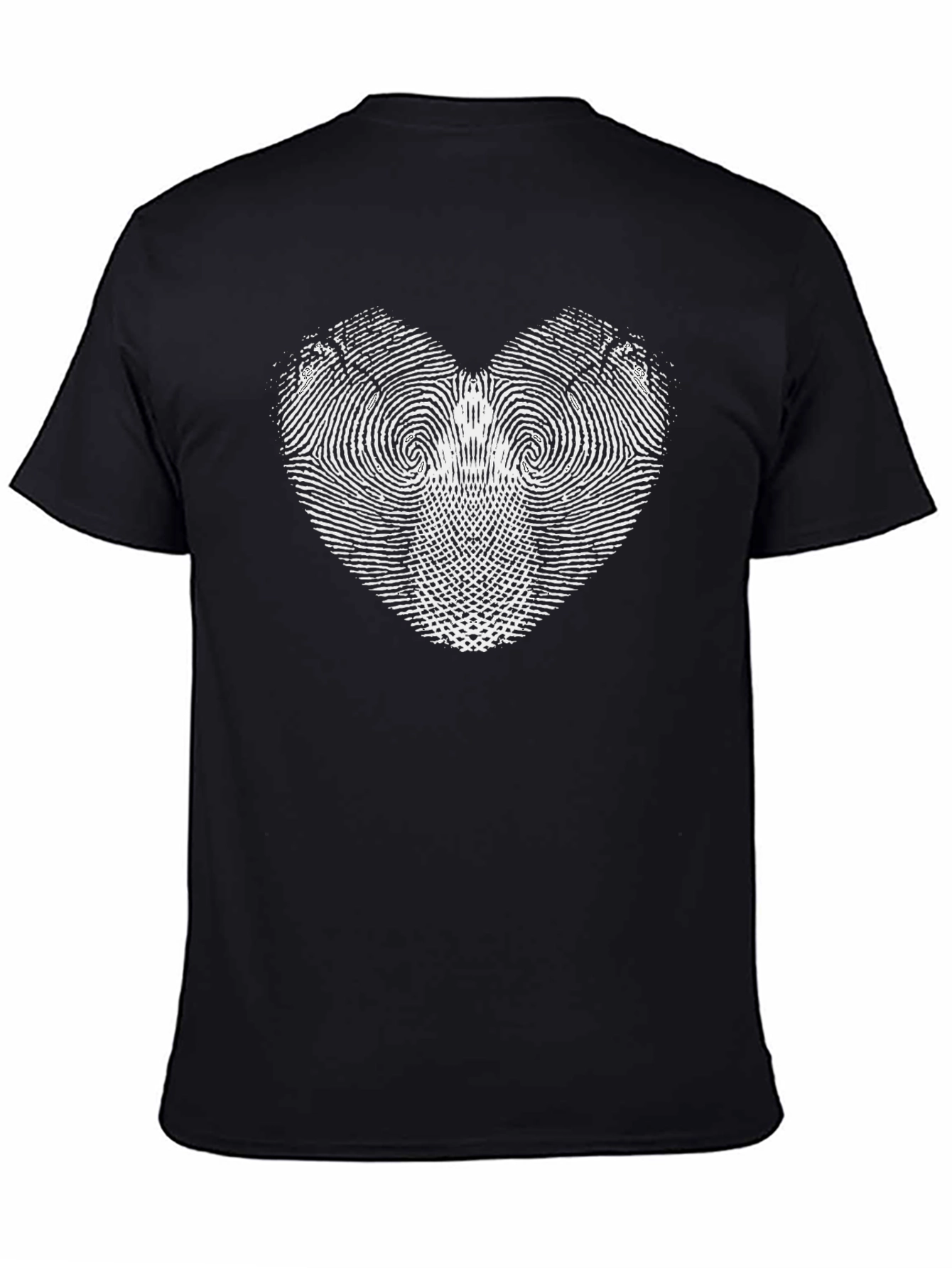 Heart Fingerprint Graphic Black T-Shirt