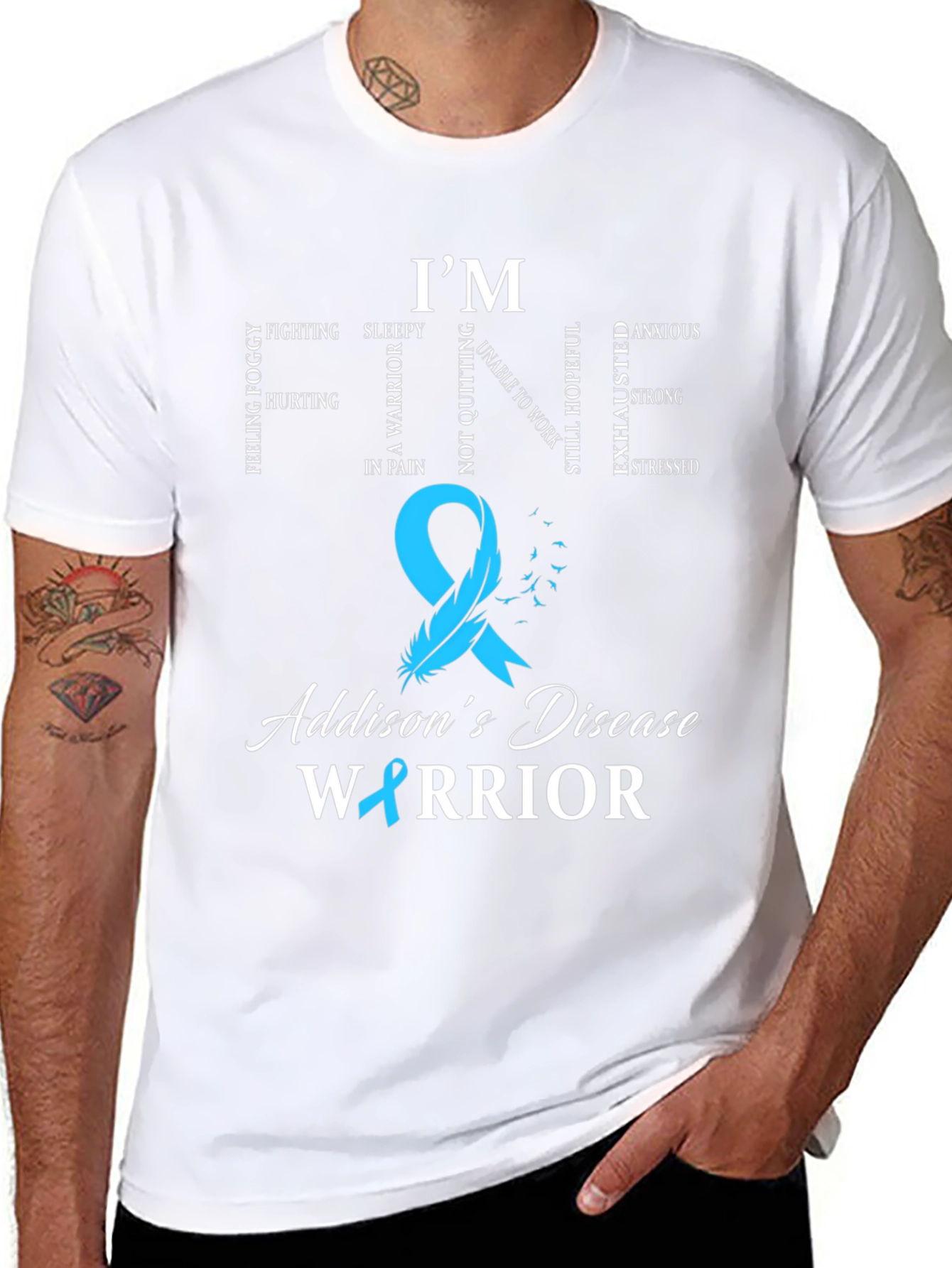 Addisons Disease Warrior T-Shirt - Teal Ribbon Awareness