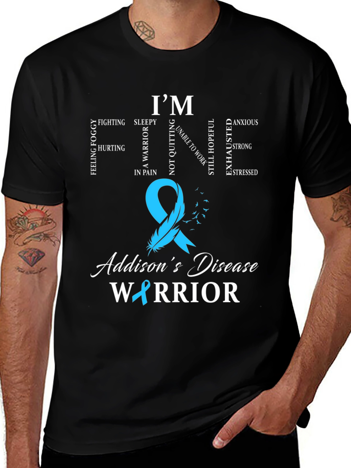 Addisons Disease Warrior T-Shirt - Teal Ribbon Awareness