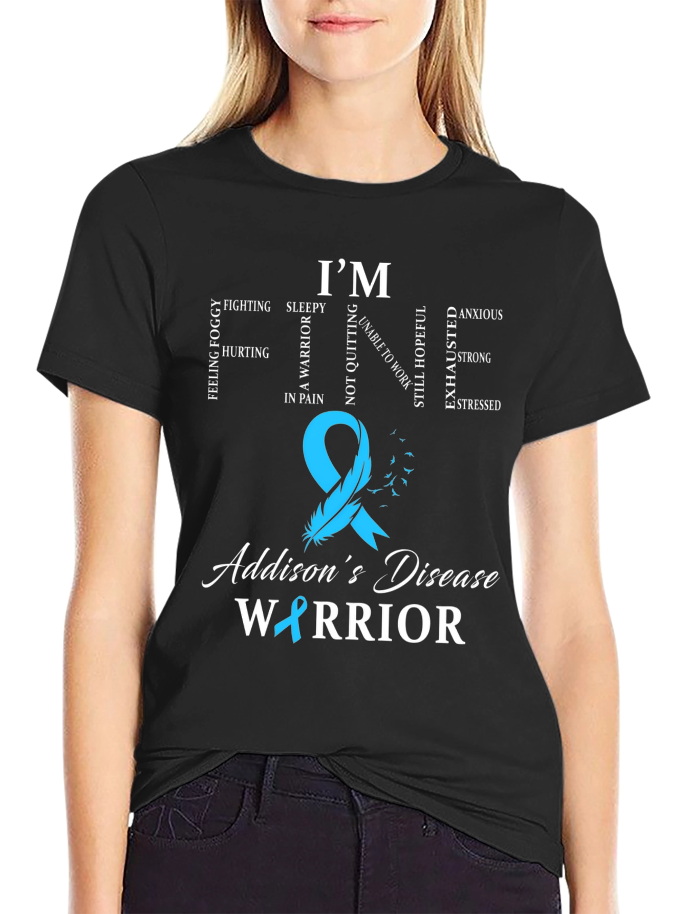 Addisons Disease Warrior T-Shirt - Teal Ribbon Awareness