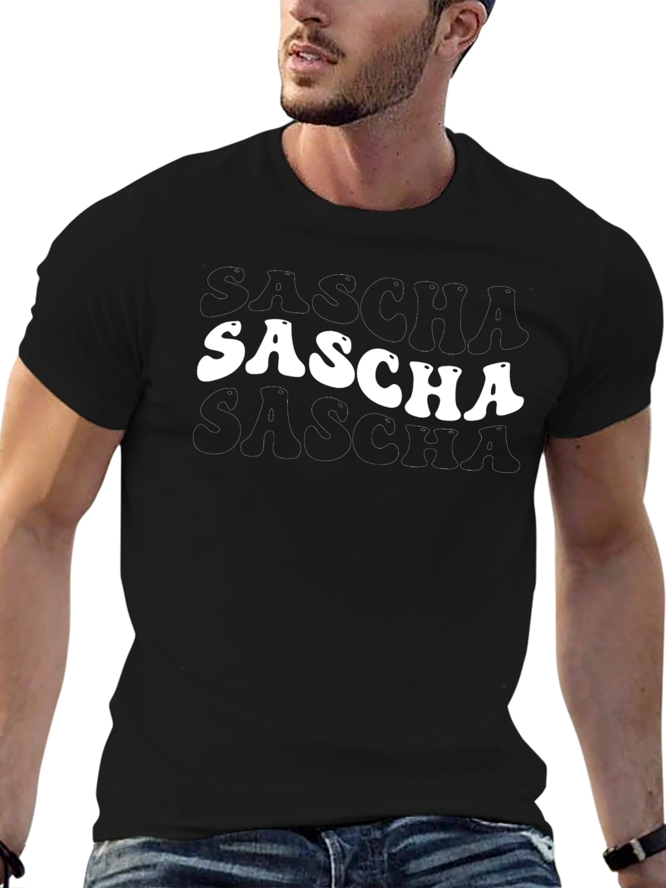 Sascha Retro T-Shirt - Black Cotton Tee