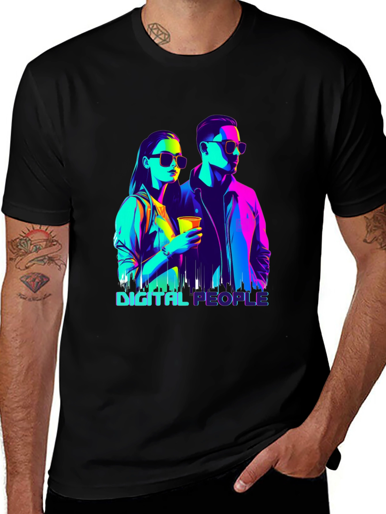 Digital People Graphic Tee - Black T-Shirt