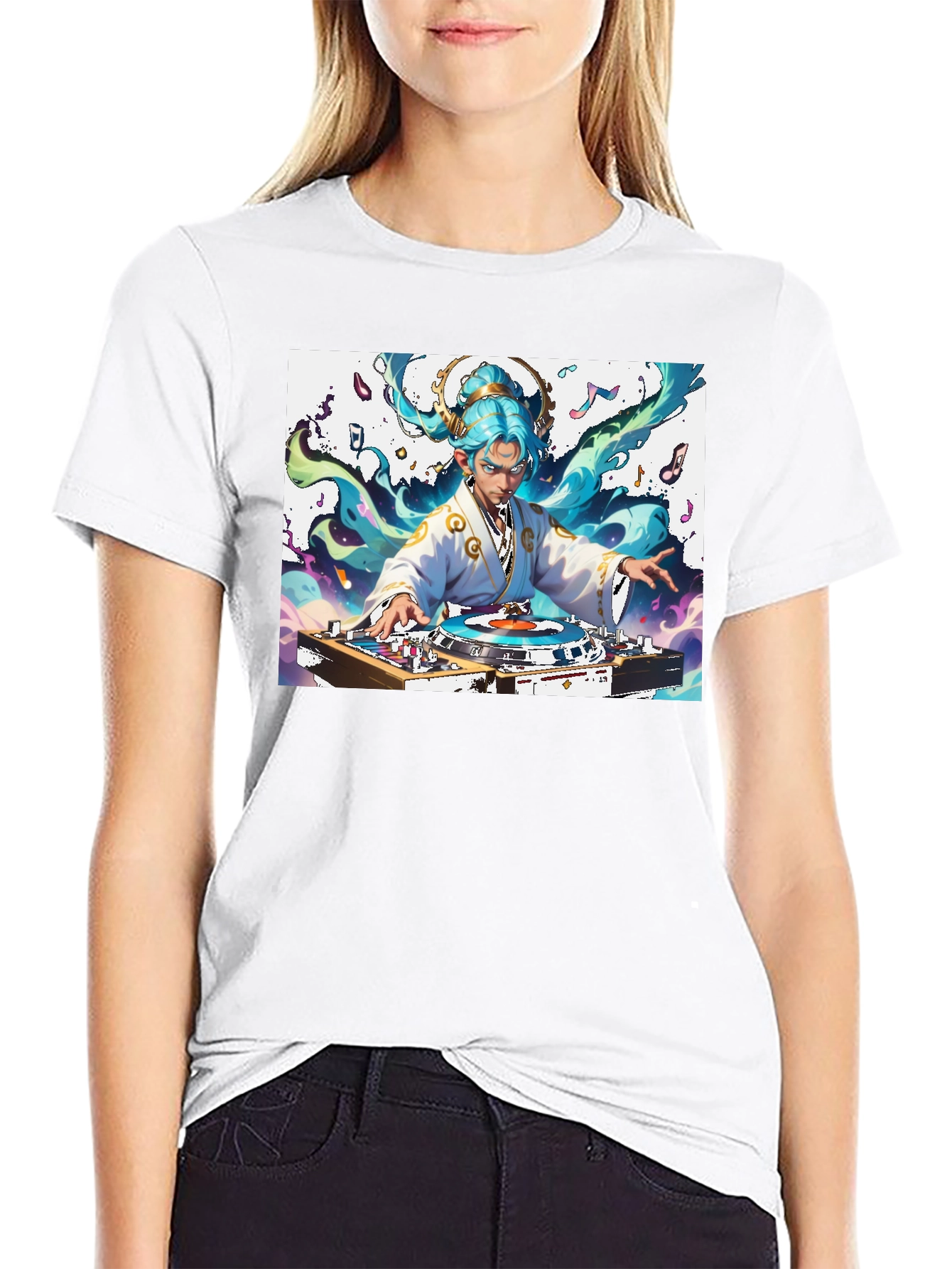 DJ Anime Art T-Shirt - Black Graphic Tee