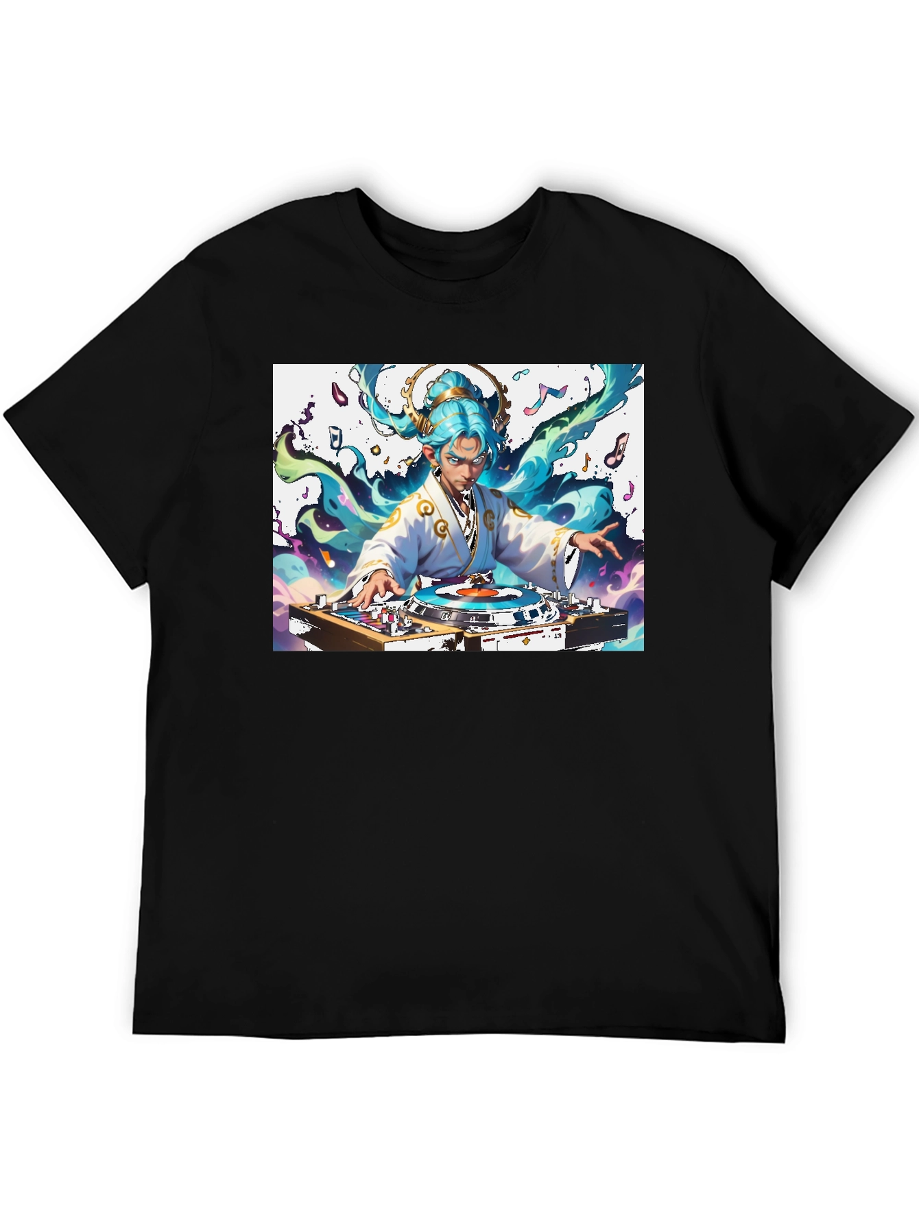 DJ Anime Art T-Shirt - Black Graphic Tee