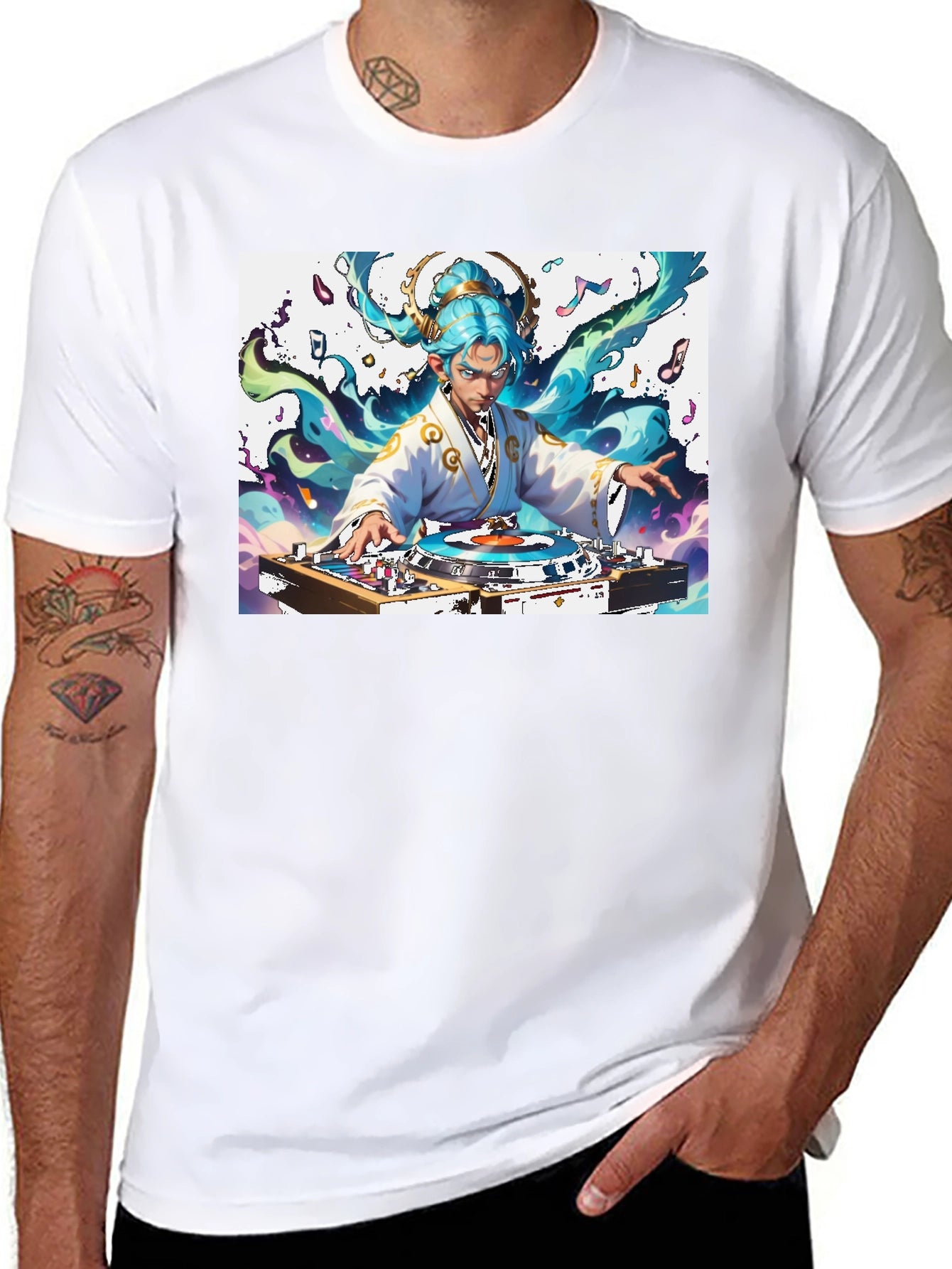 DJ Anime Art T-Shirt - Black Graphic Tee