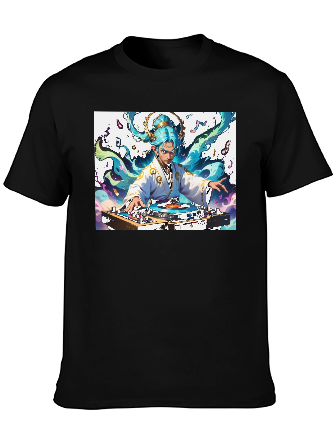 DJ Anime Art T-Shirt - Black Graphic Tee