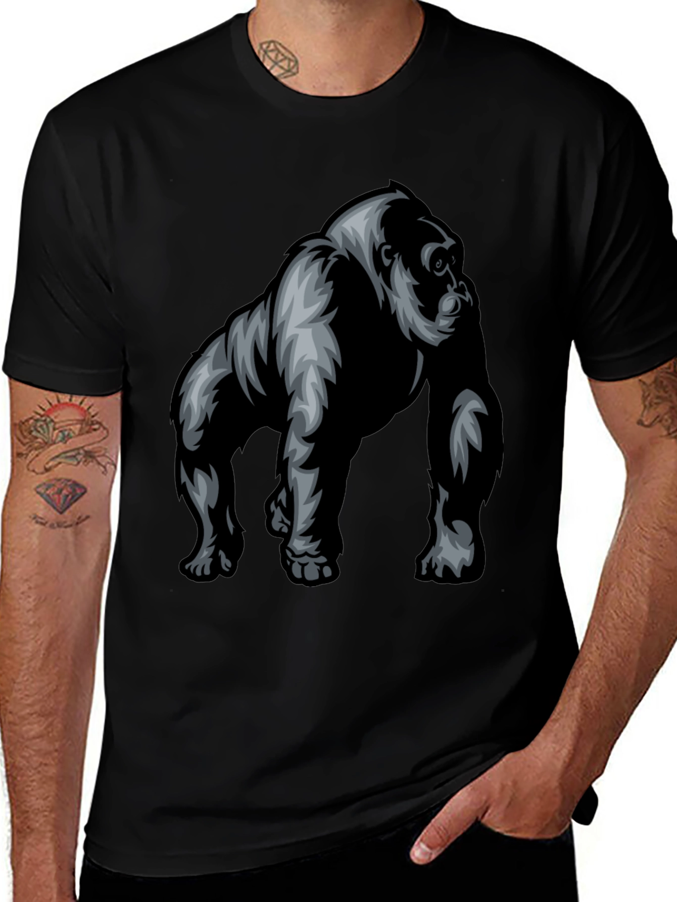 Cool Gorilla Graphic Black T-Shirt for Men