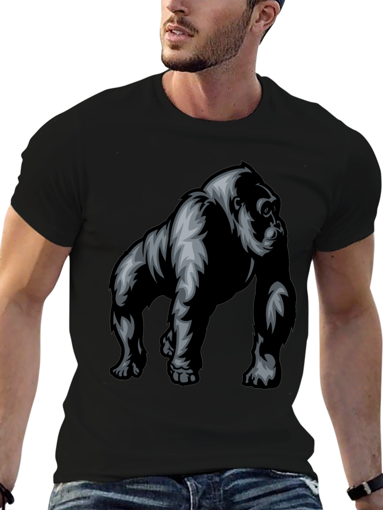 Cool Gorilla Graphic Black T-Shirt for Men