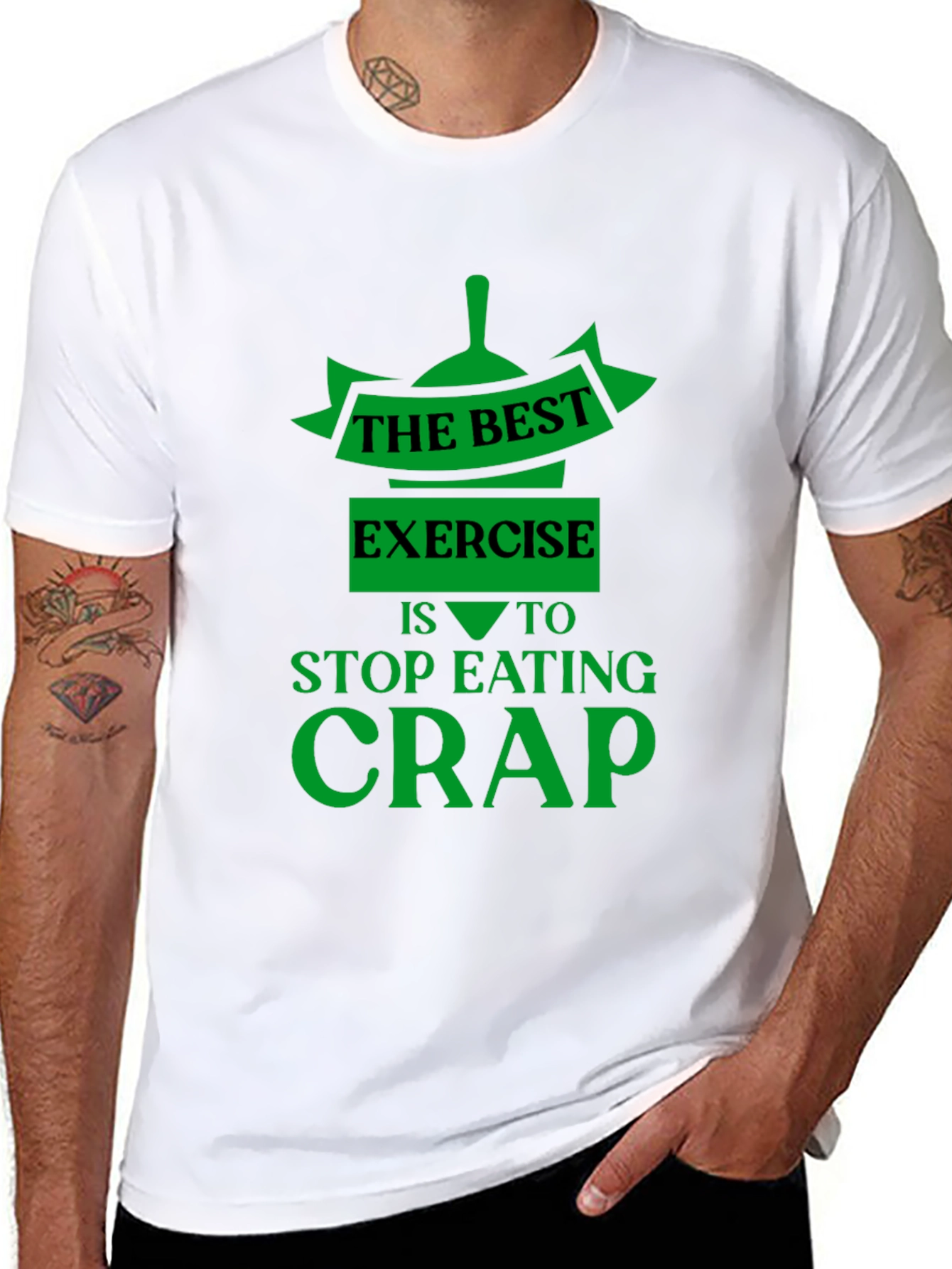 Funny Fitness T-Shirt - Stop Eating Crap Exercise Tee