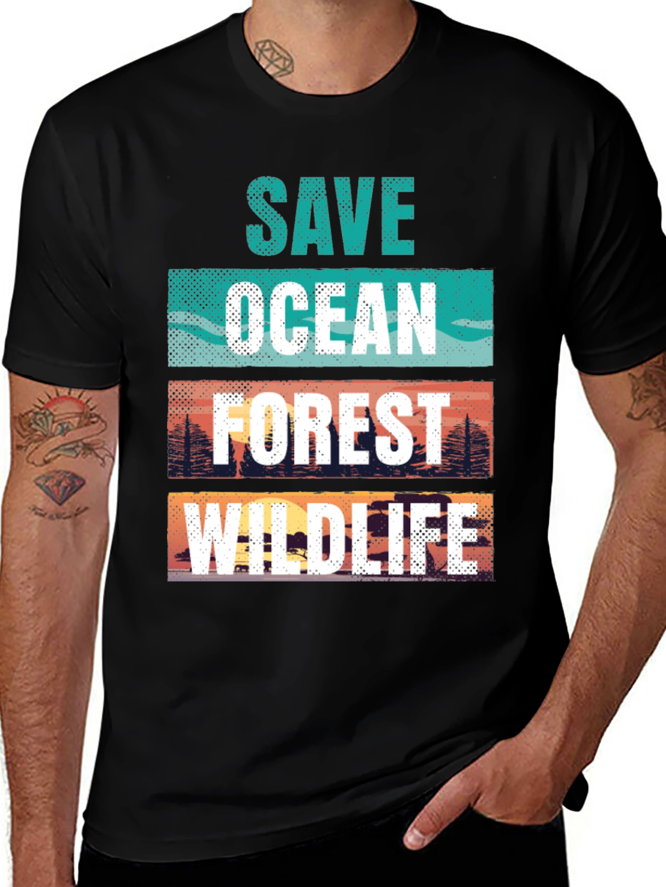 Save Ocean Forest Wildlife Graphic T-Shirt