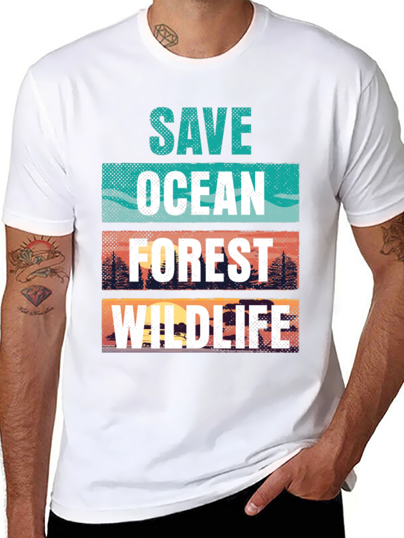 Save Ocean Forest Wildlife Graphic T-Shirt