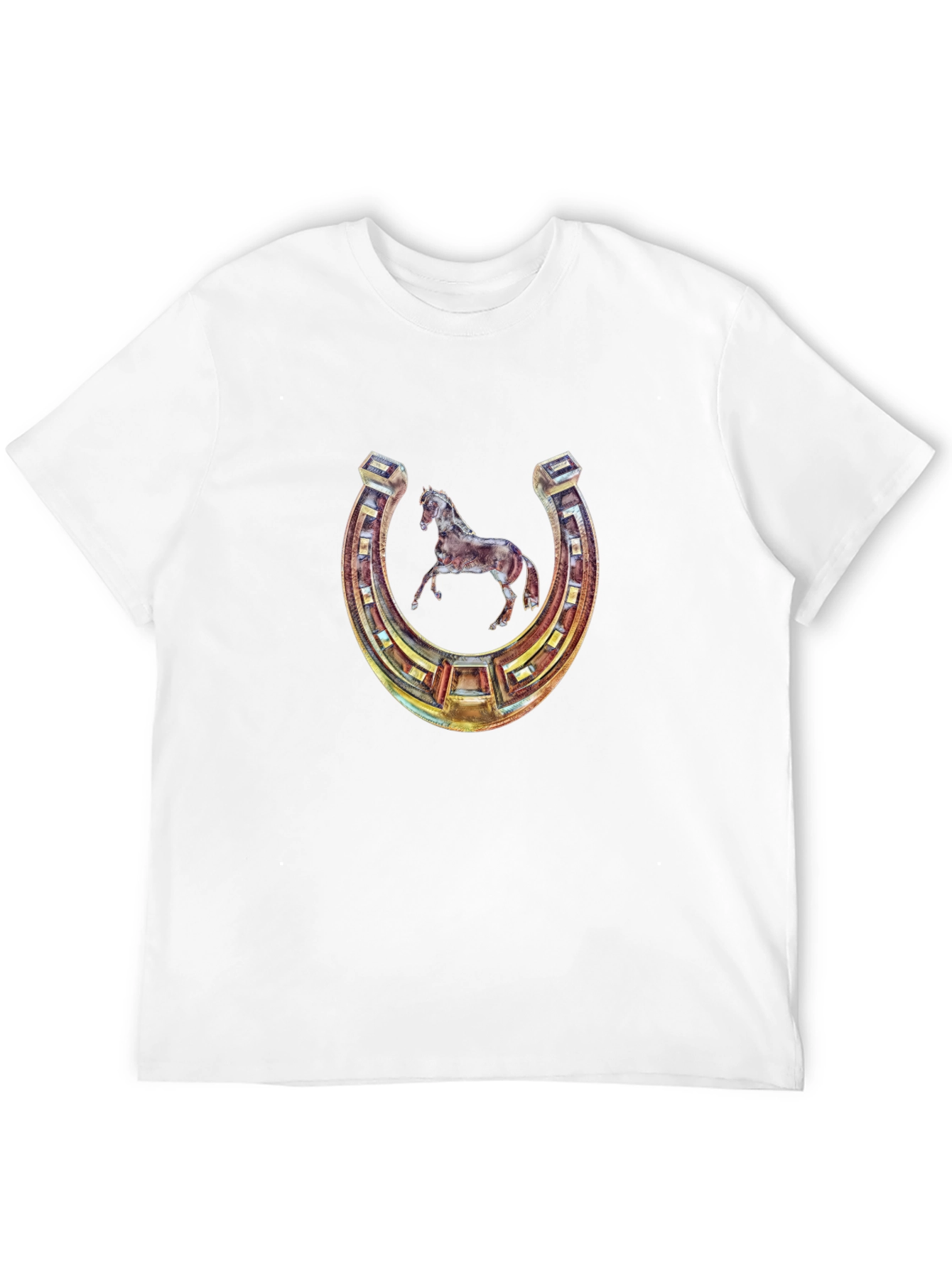 Lucky Horseshoe Horse Graphic Tee - Black