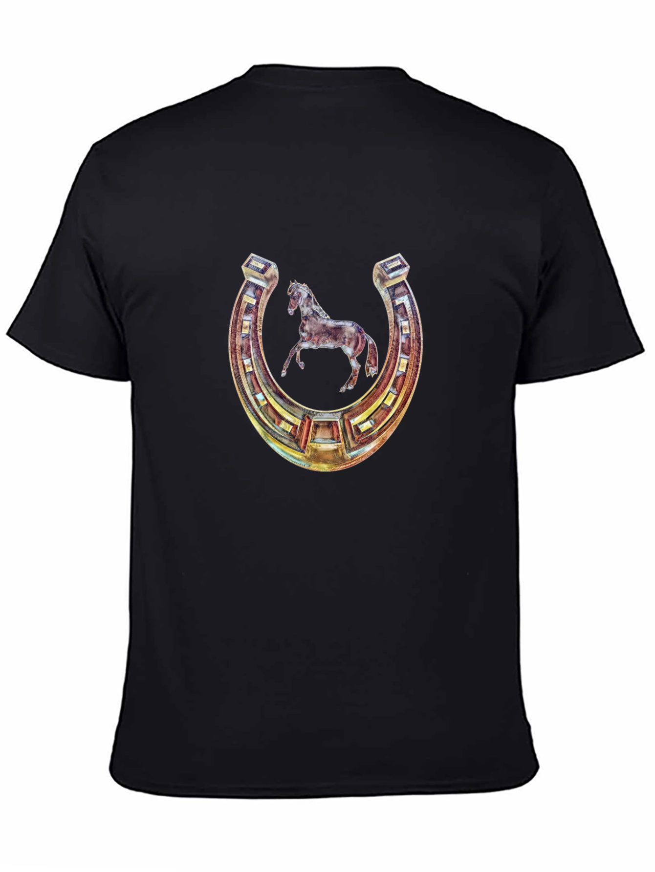 Lucky Horseshoe Horse Graphic Tee - Black