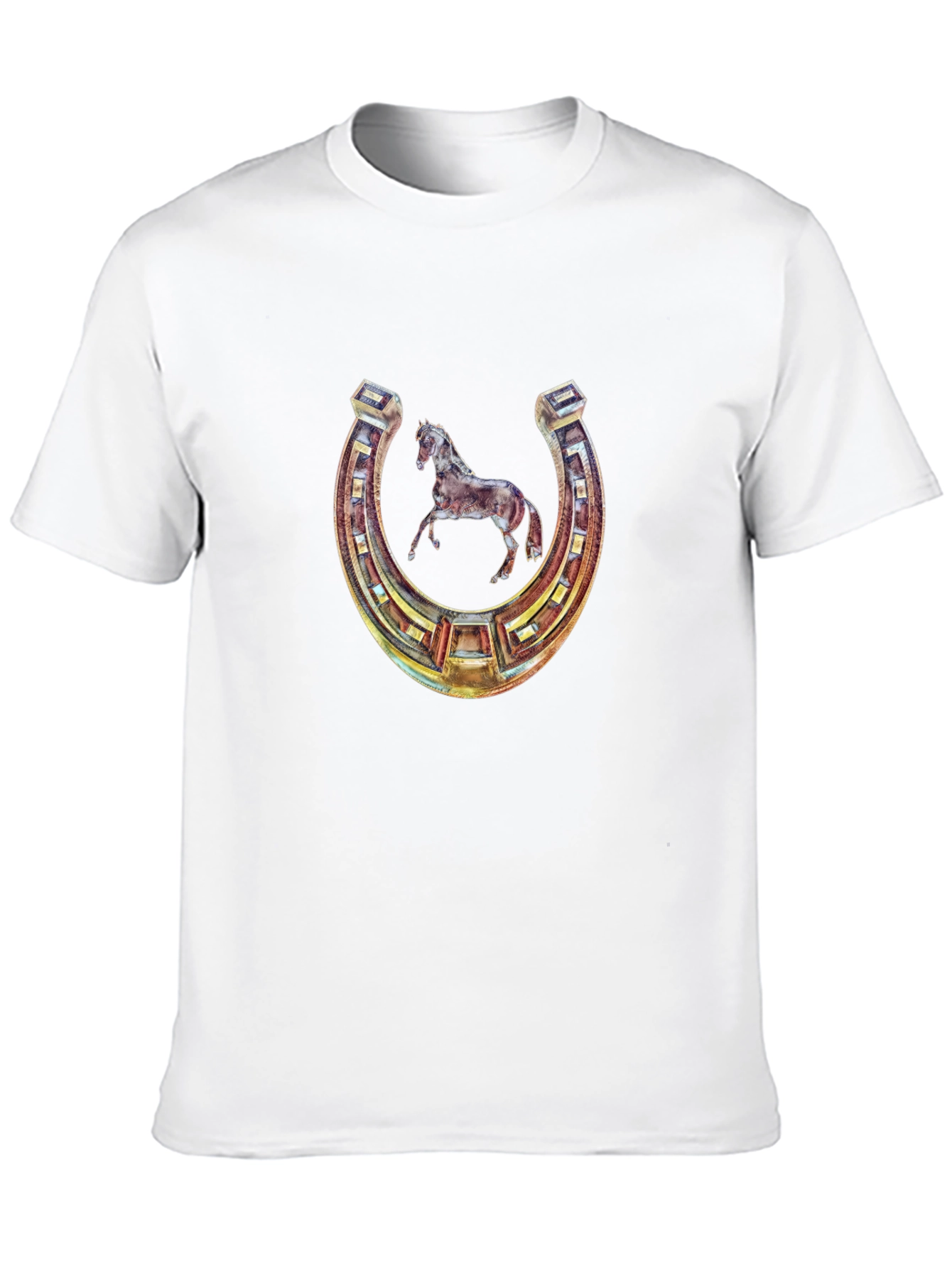 Lucky Horseshoe Horse Graphic Tee - Black