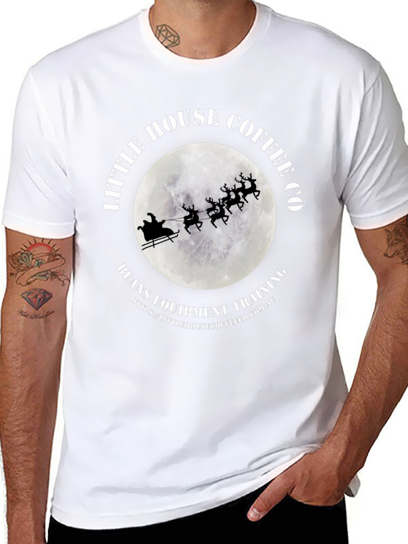 Little House Coffee Santa T-Shirt