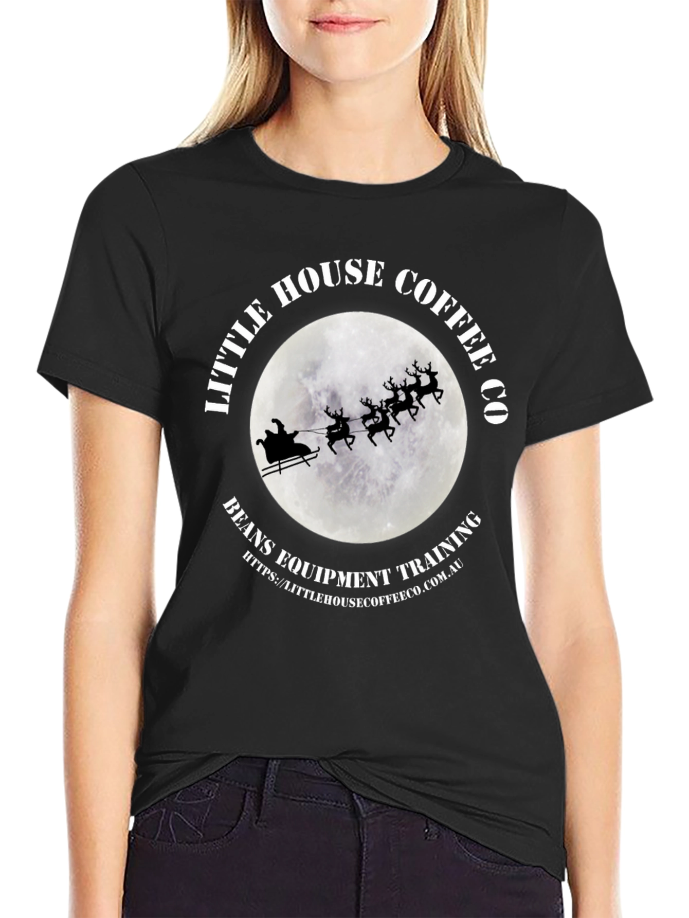 Little House Coffee Santa T-Shirt