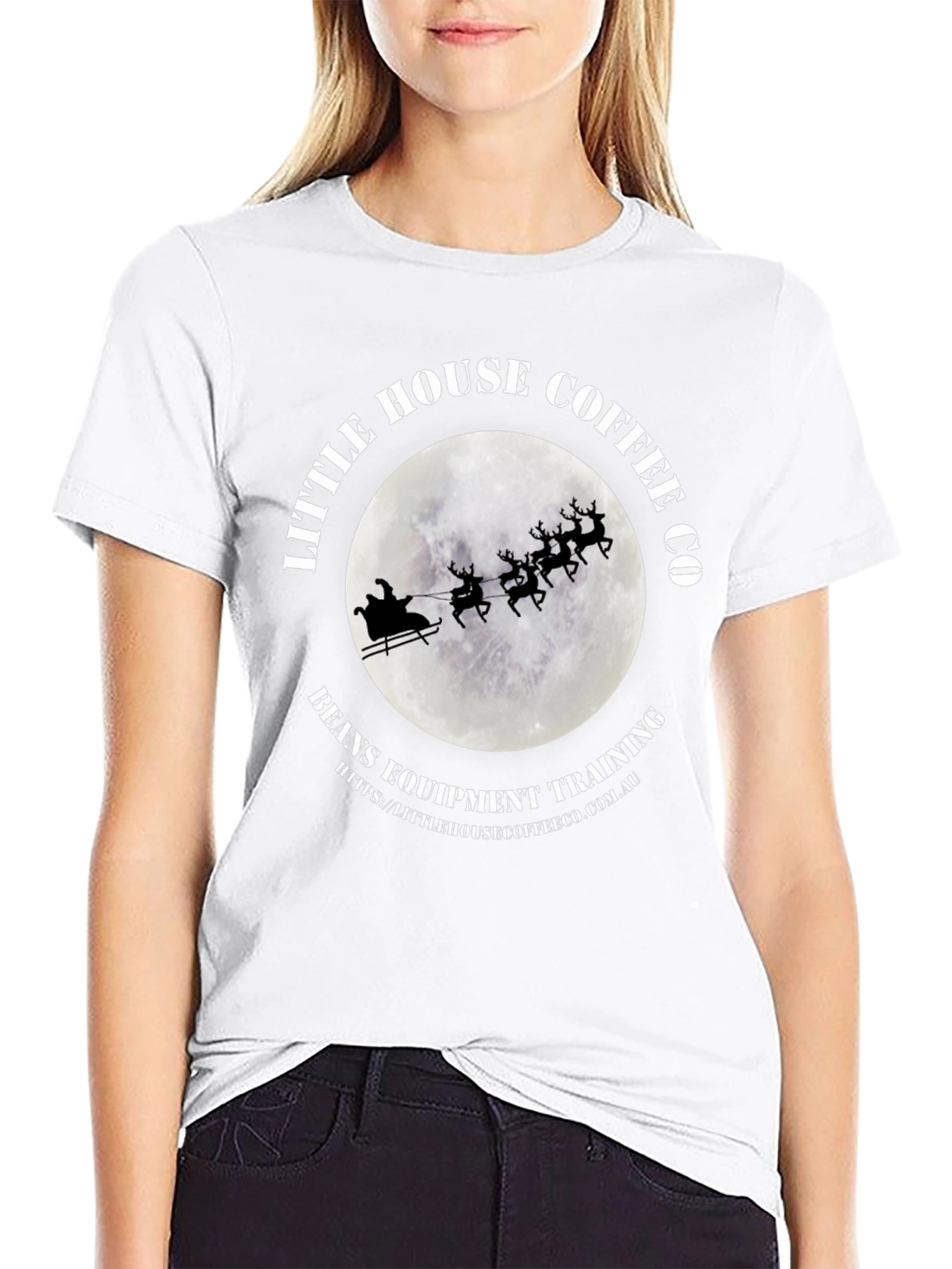 Little House Coffee Santa T-Shirt