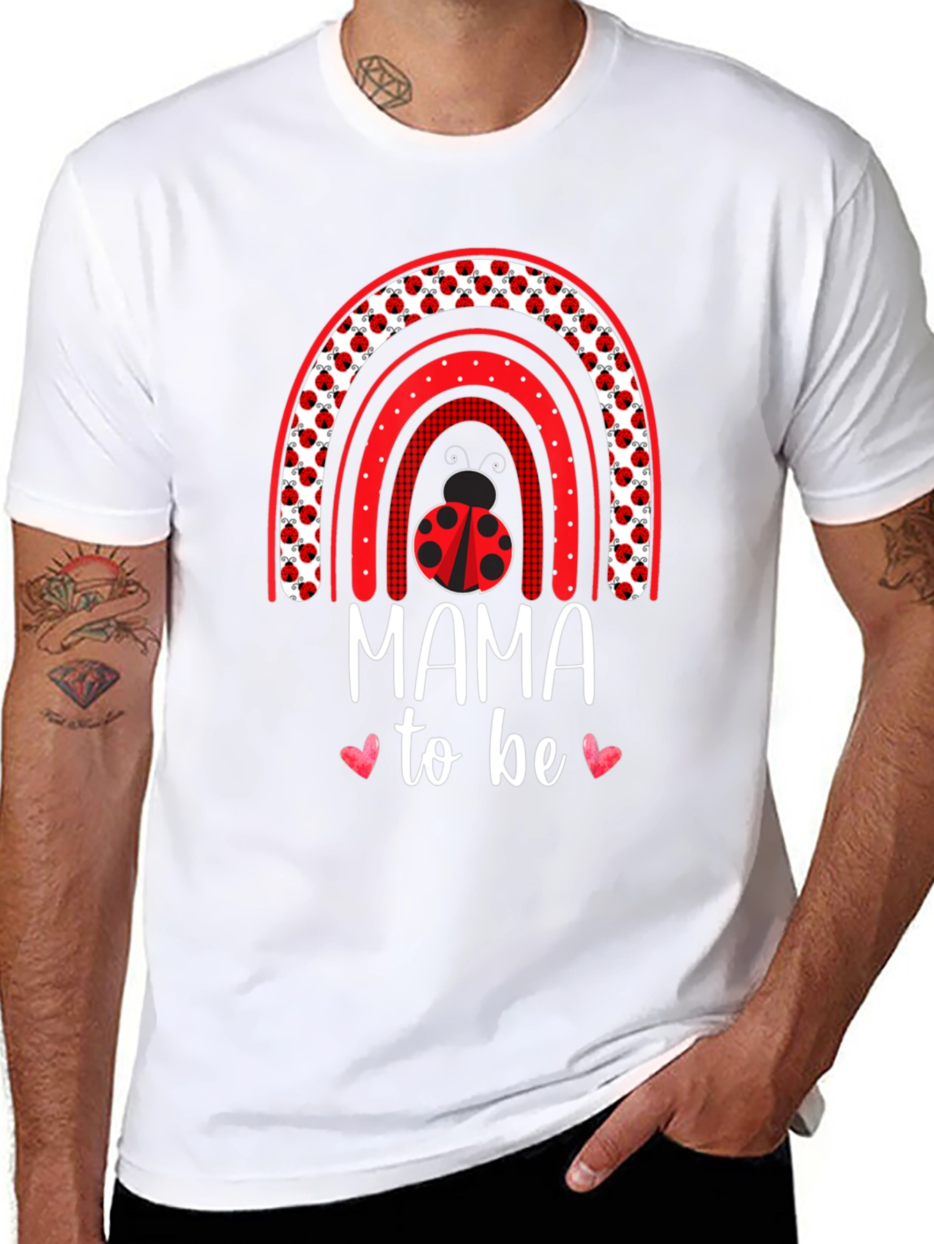Mama To Be Ladybug Rainbow T-Shirt