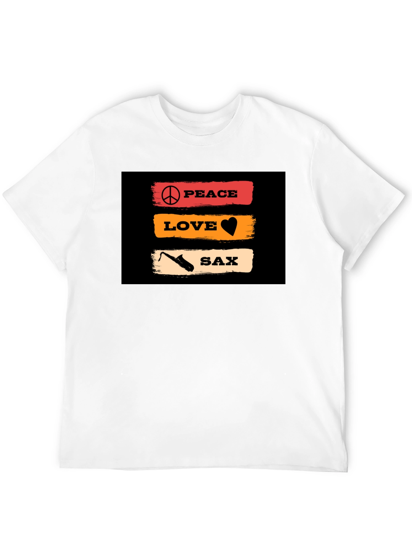 Peace Love Saxophone Graphic T-Shirt