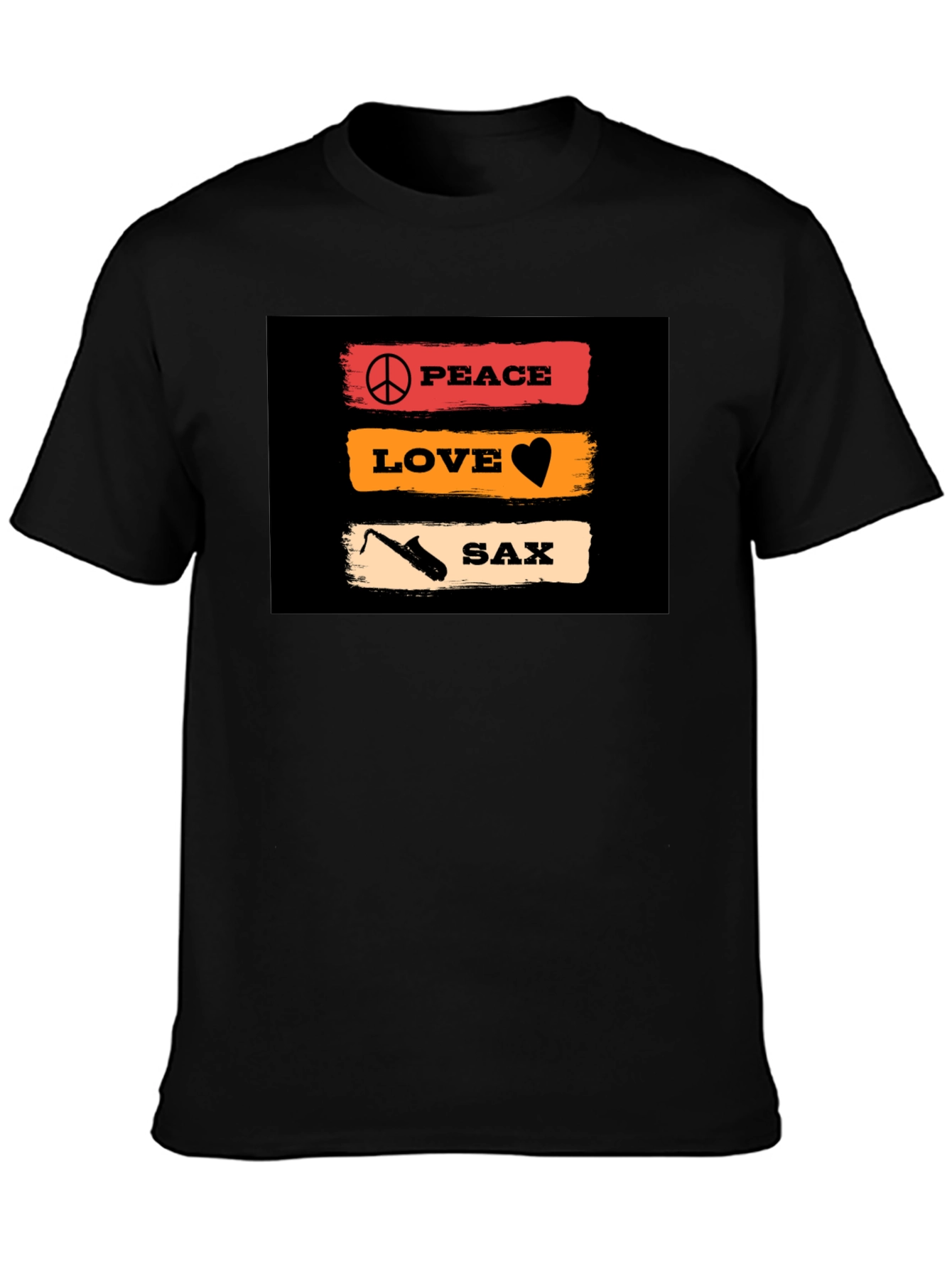 Peace Love Saxophone Graphic T-Shirt