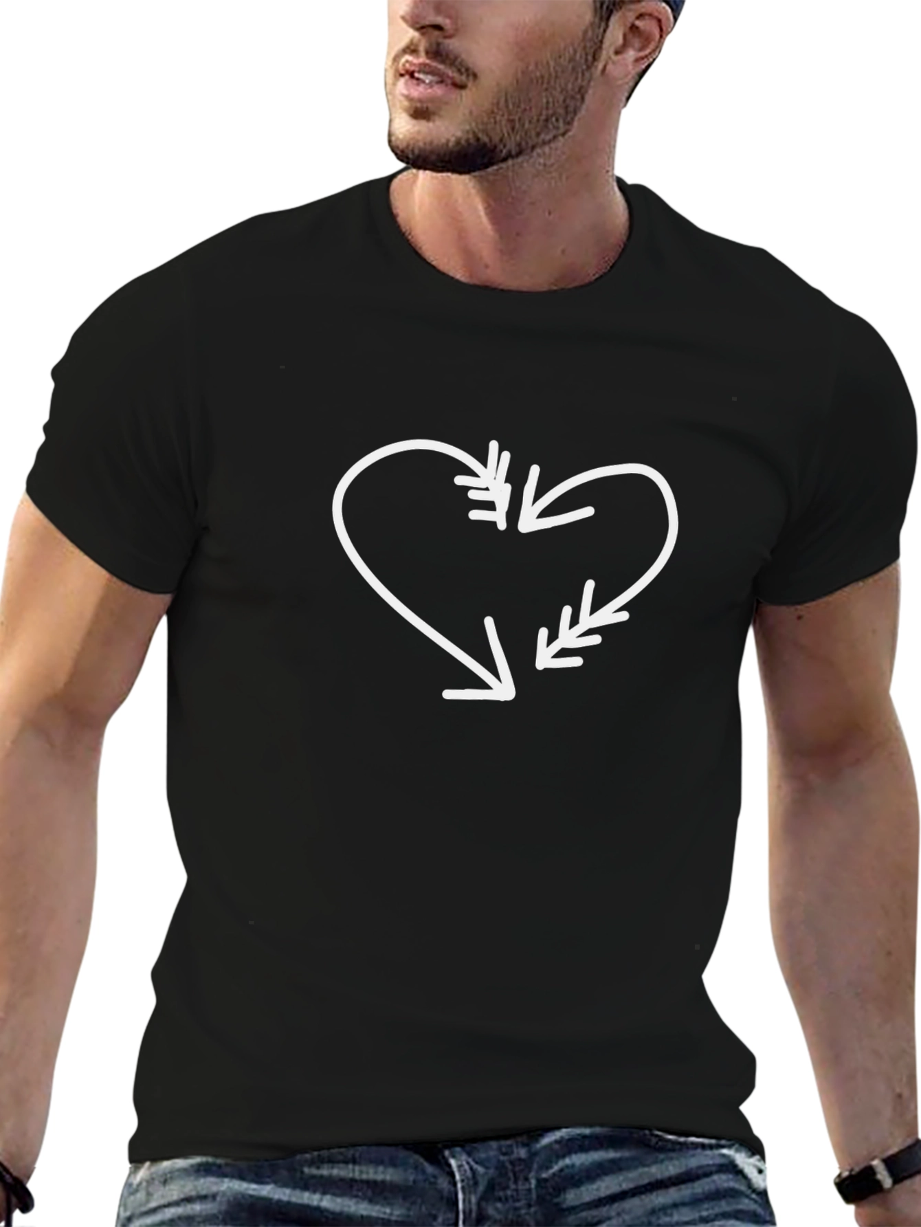 Heart Arrow Graphic Black Tee