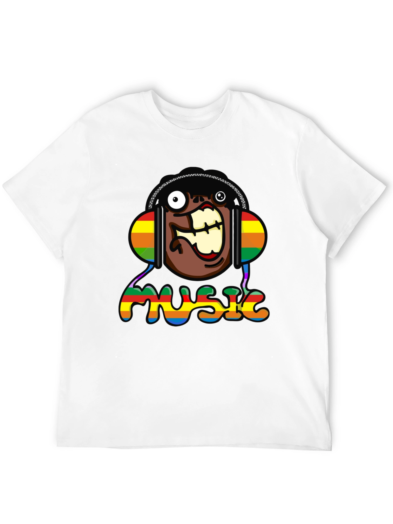 Music Lover Funny Cartoon Rainbow Graphic T-Shirt