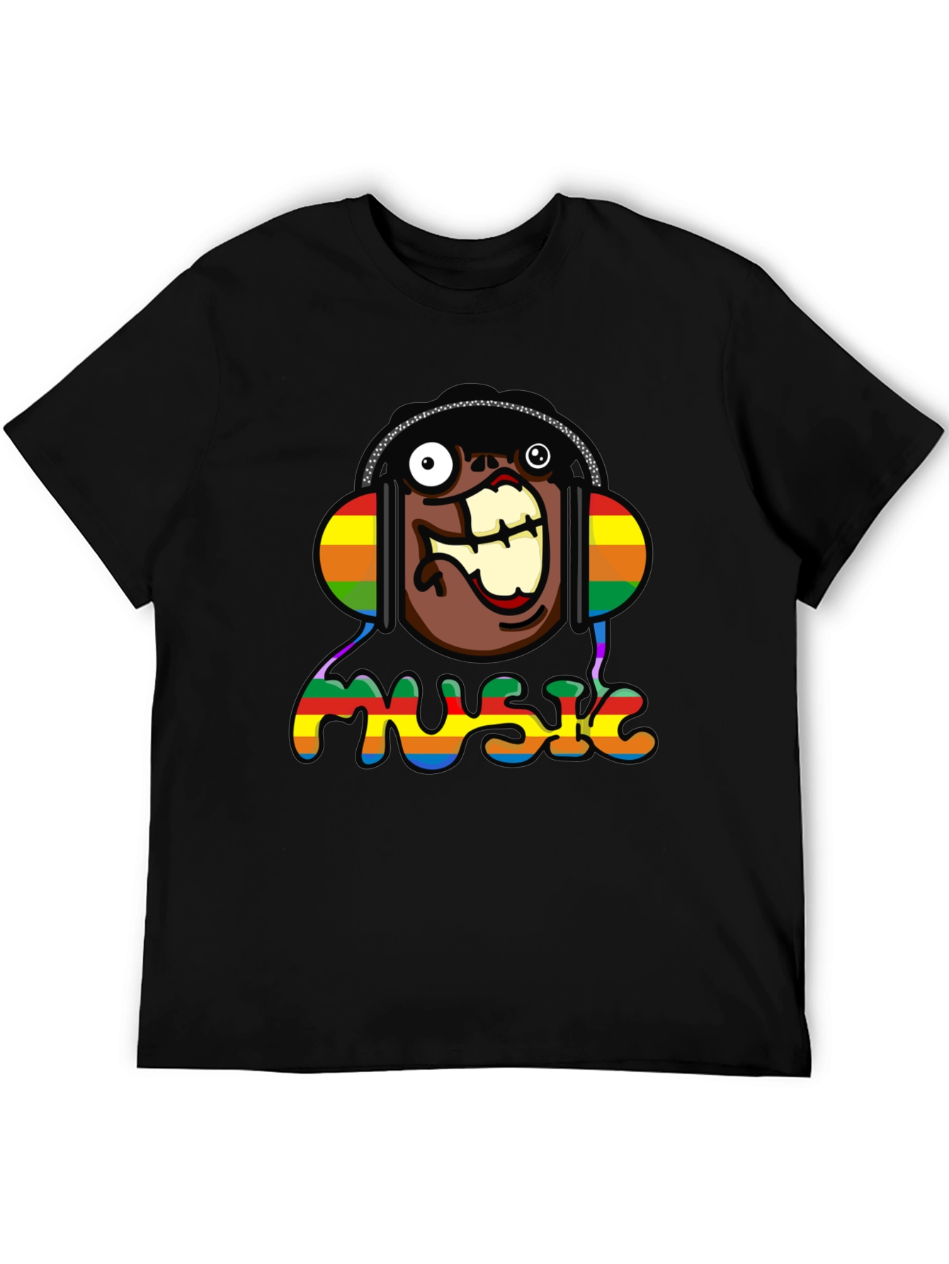Music Lover Funny Cartoon Rainbow Graphic T-Shirt