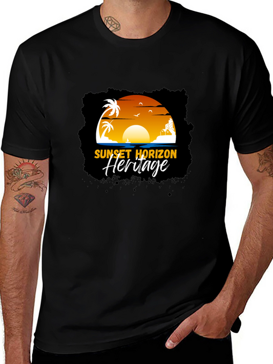 Sunset Horizon Heritage Graphic Tee - Black