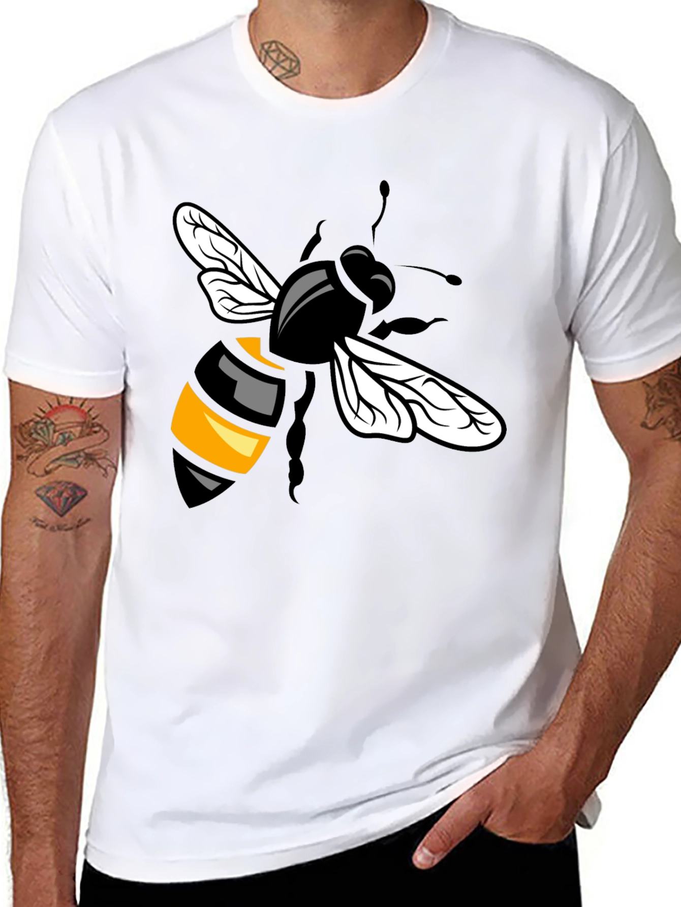 Bee Graphic T-Shirt - Black Cotton Blend