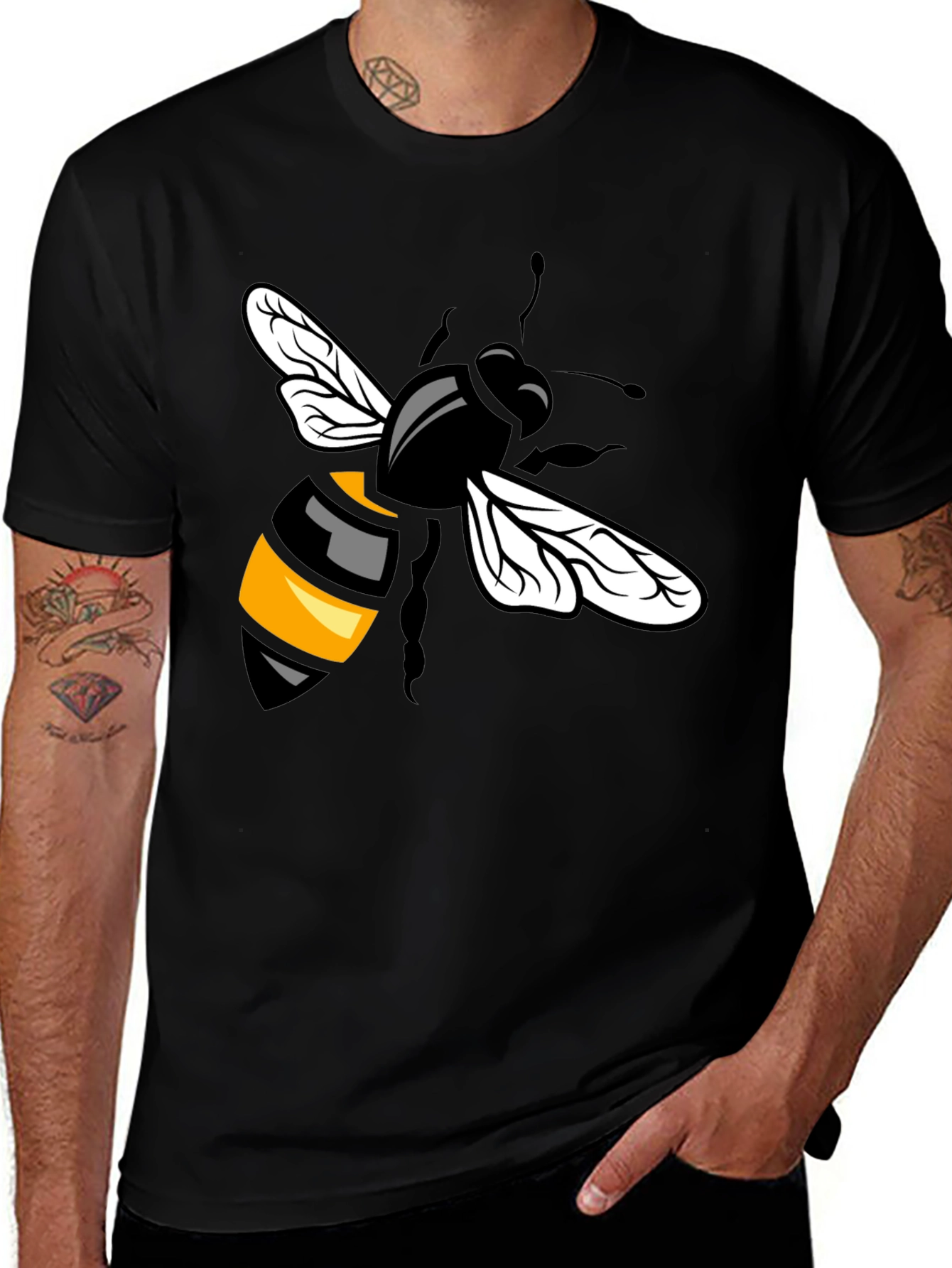 Bee Graphic T-Shirt - Black Cotton Blend