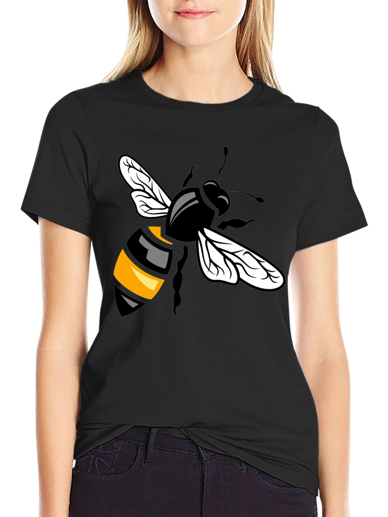 Bee Graphic T-Shirt - Black Cotton Blend