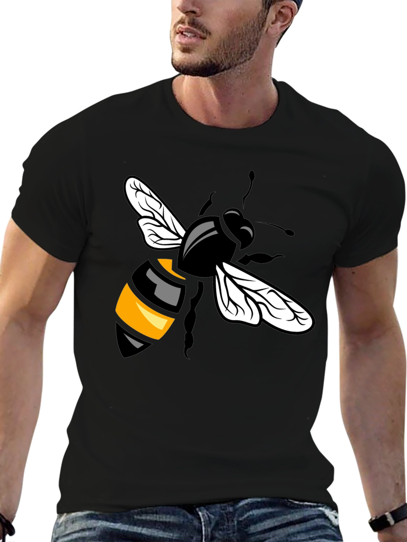 Bee Graphic T-Shirt - Black Cotton Blend