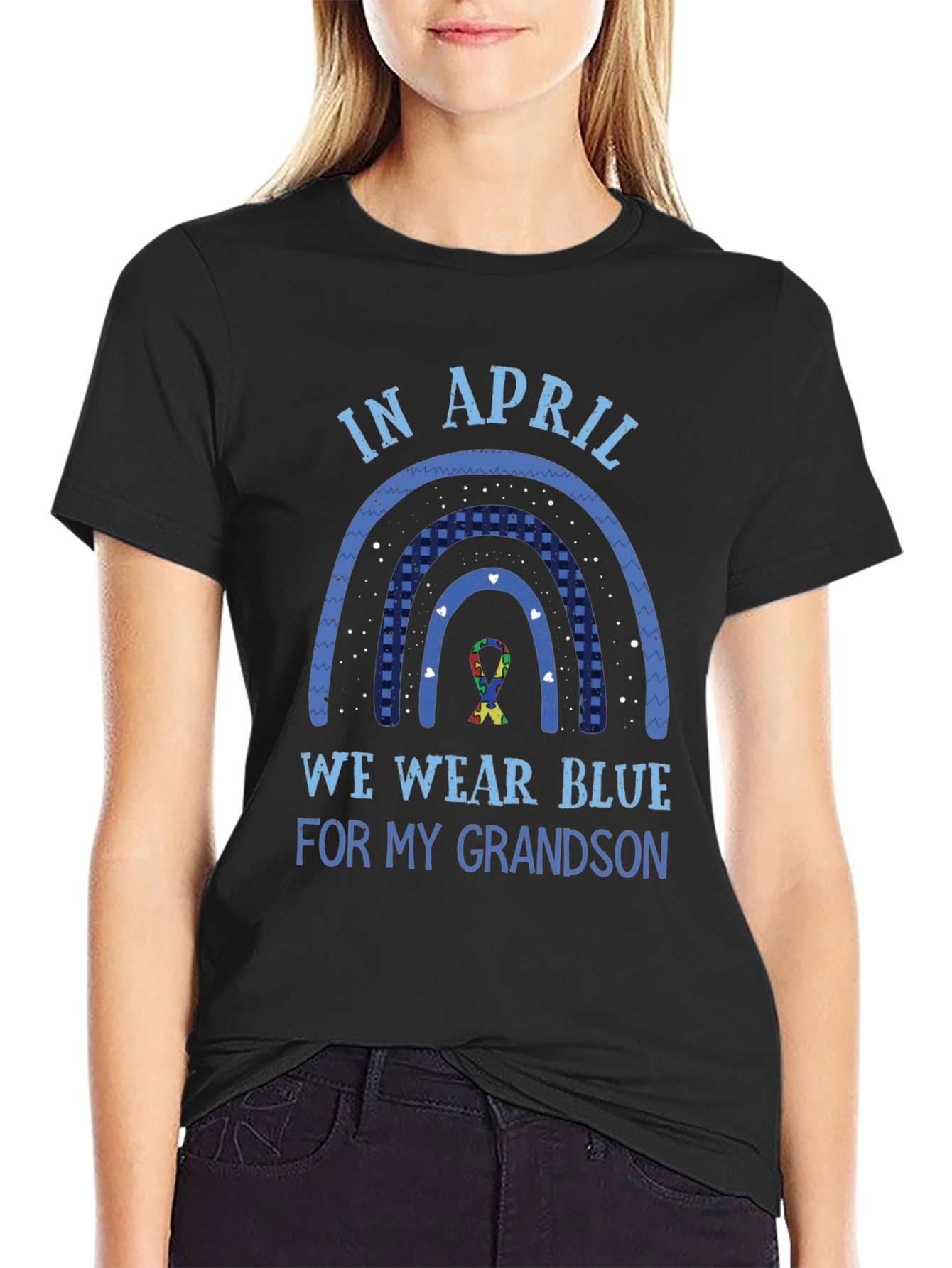 Autism Awareness T-Shirt - April We Wear Blue Grandson