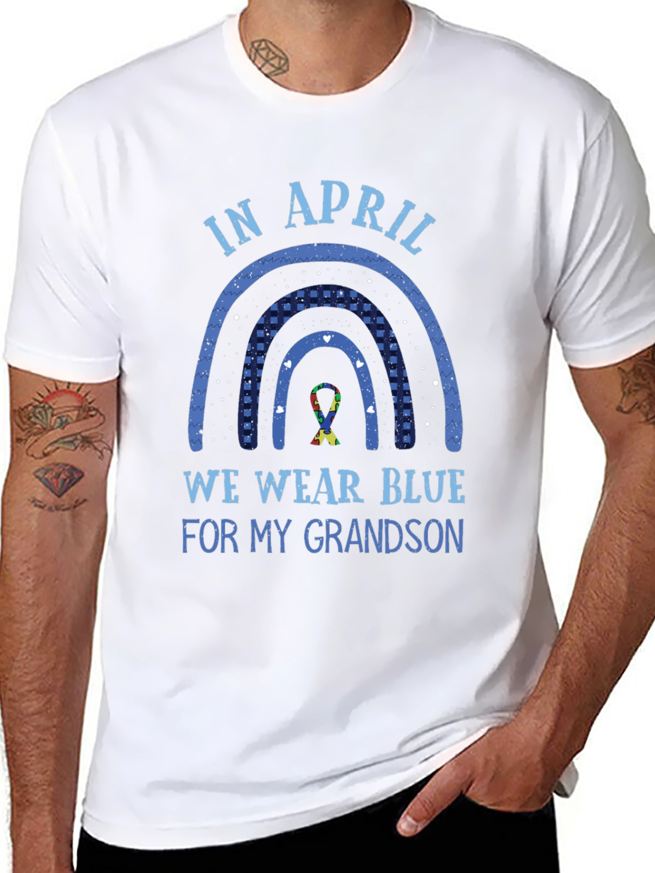 Autism Awareness T-Shirt - April We Wear Blue Grandson