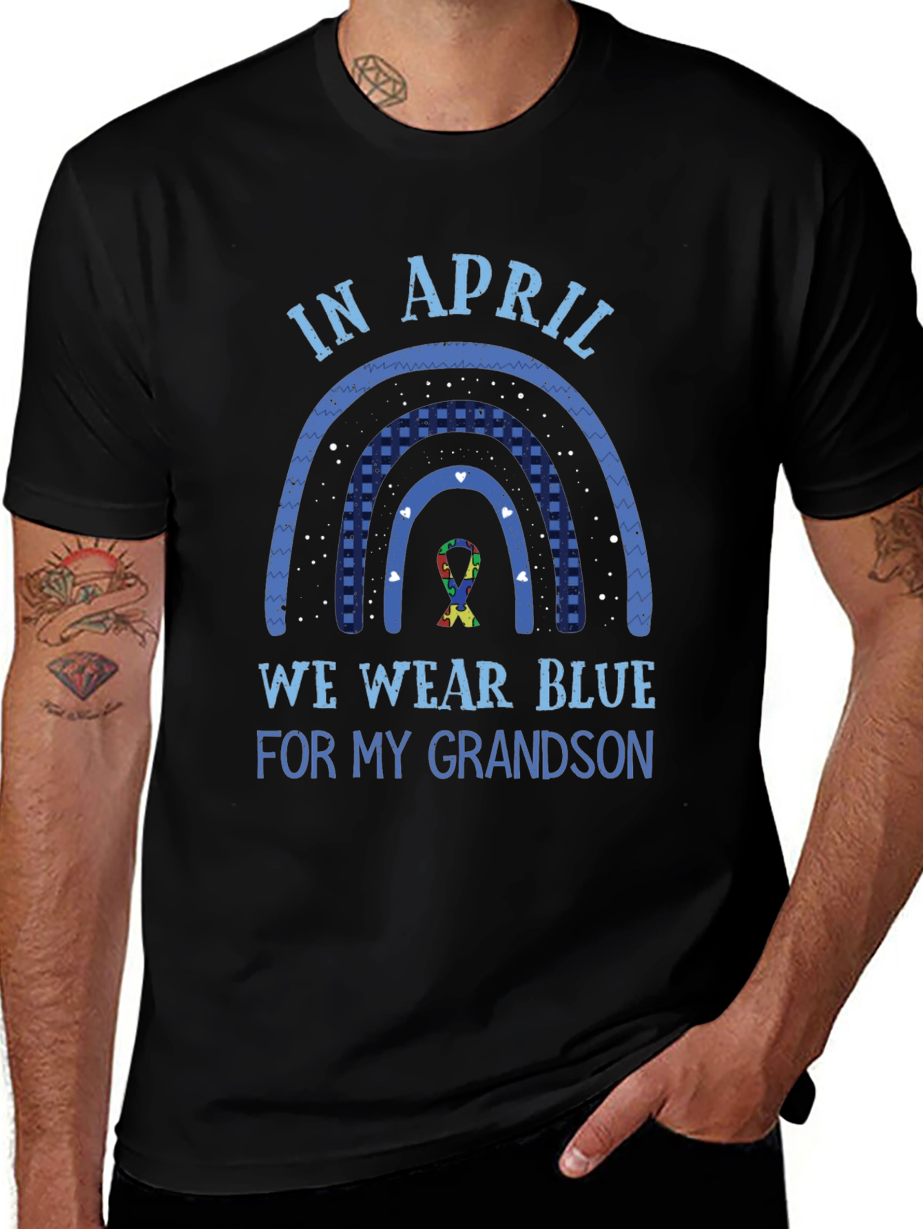 Autism Awareness T-Shirt - April We Wear Blue Grandson