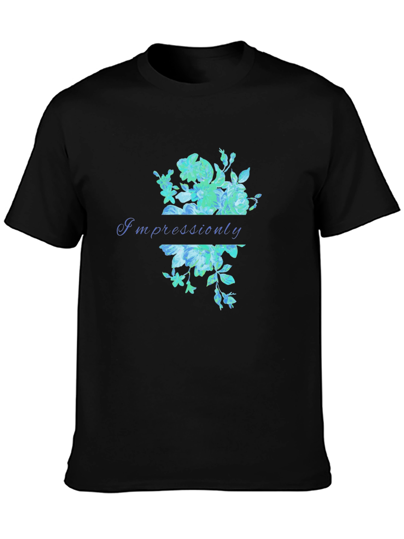 Impressiounly Floral Graphic Black T-Shirt