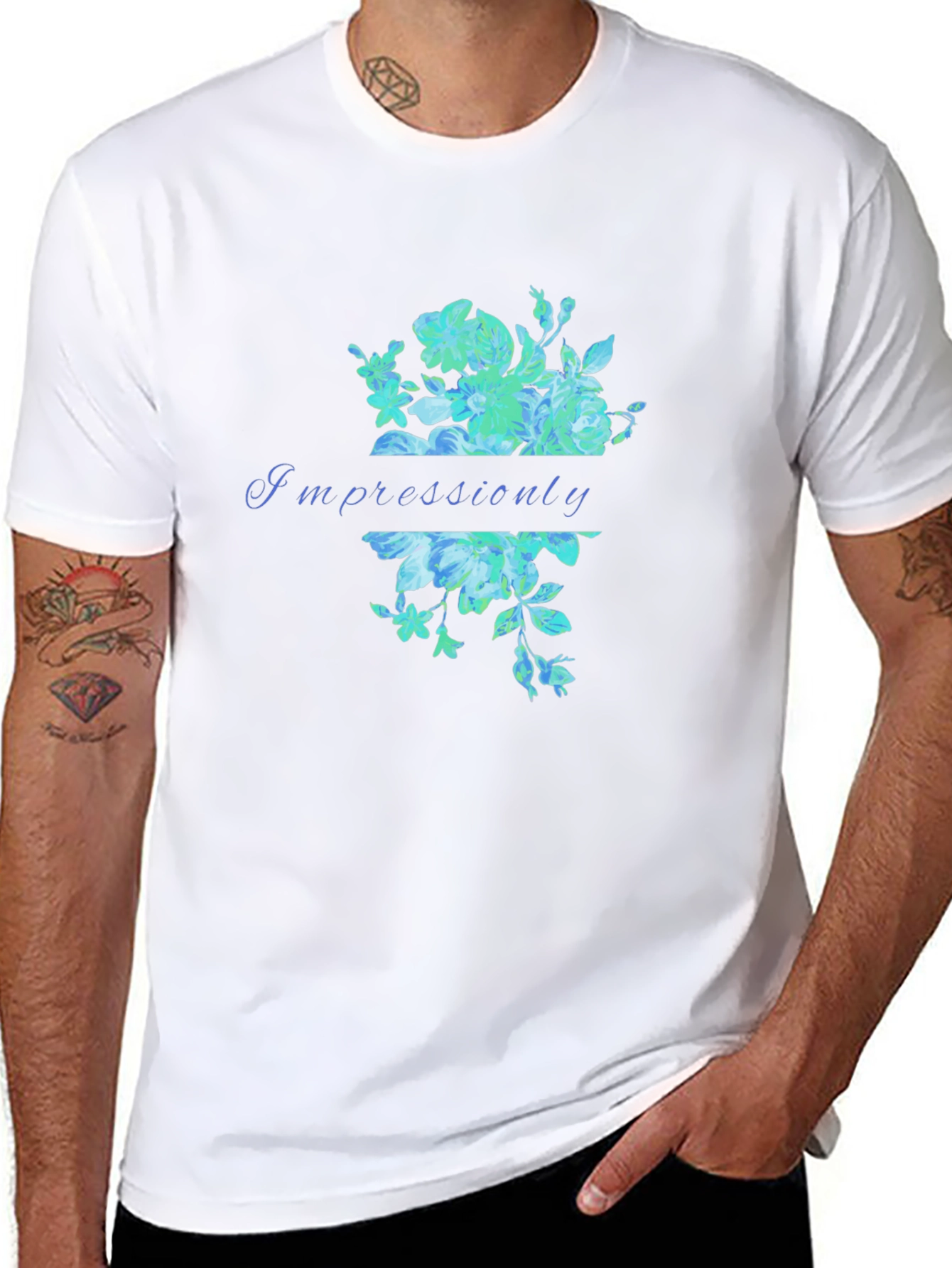Impressiounly Floral Graphic Black T-Shirt