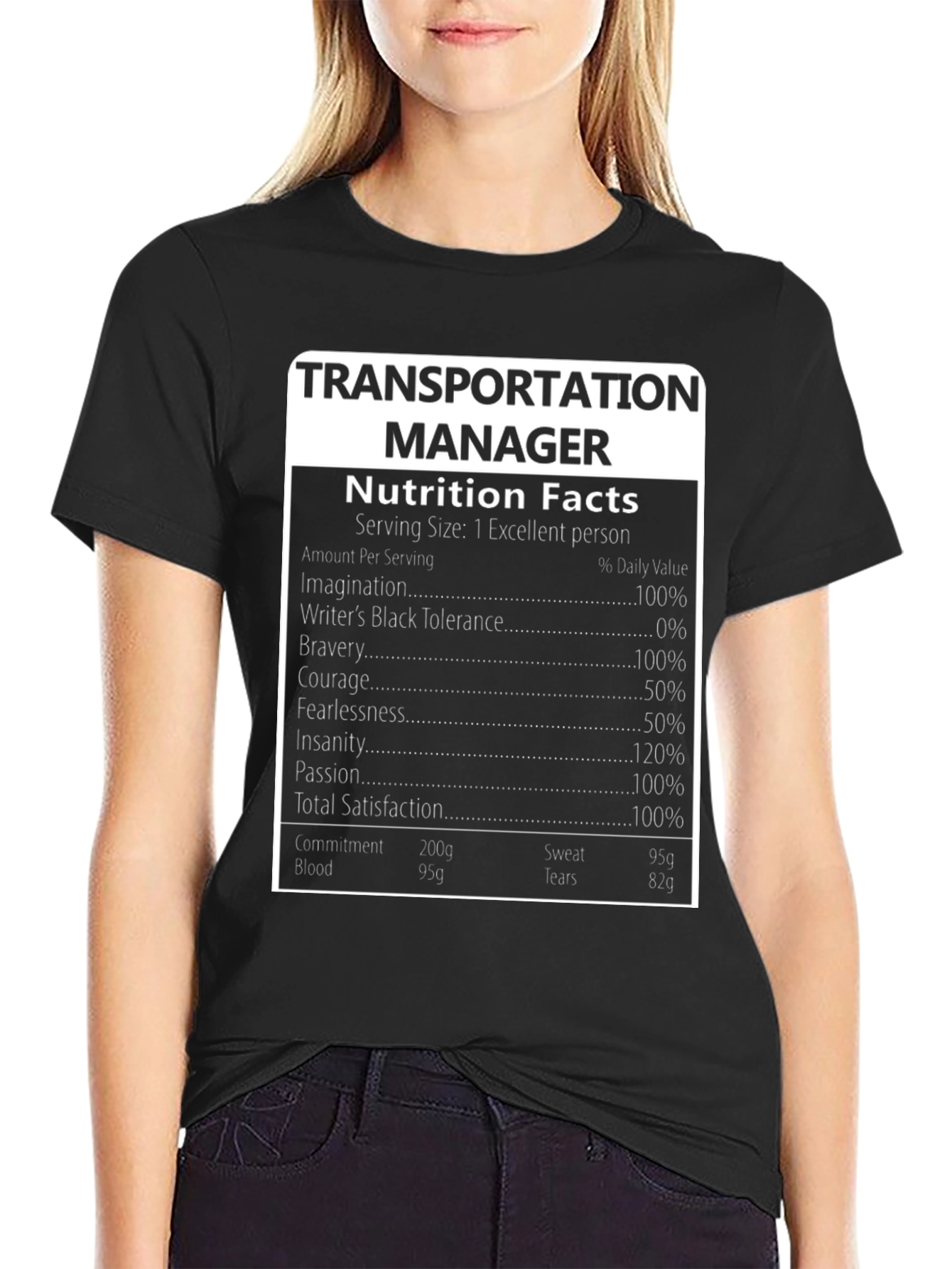 Transportation Manager Nutrition Facts T-Shirt