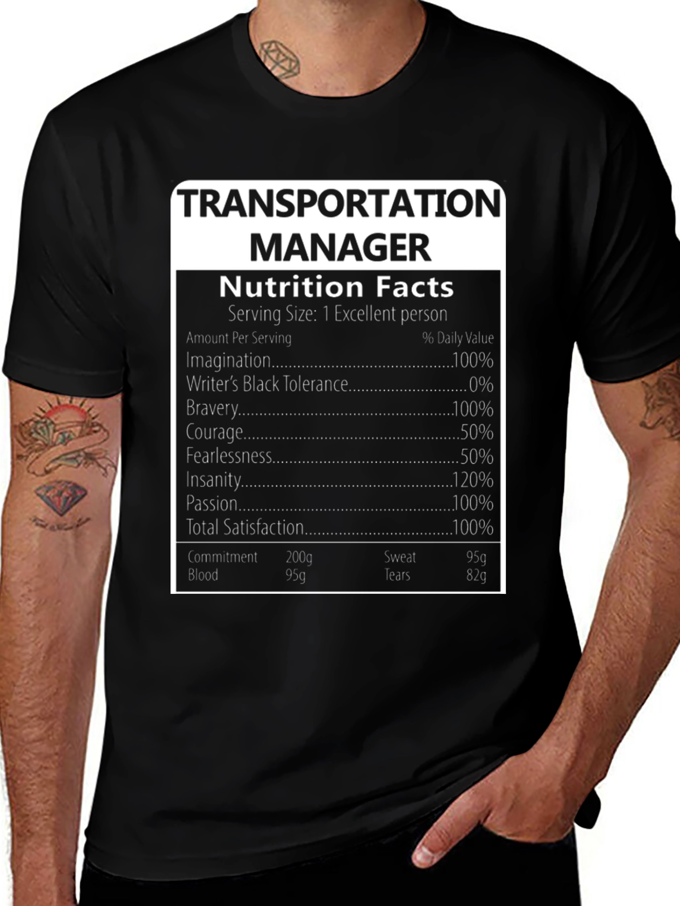 Transportation Manager Nutrition Facts T-Shirt