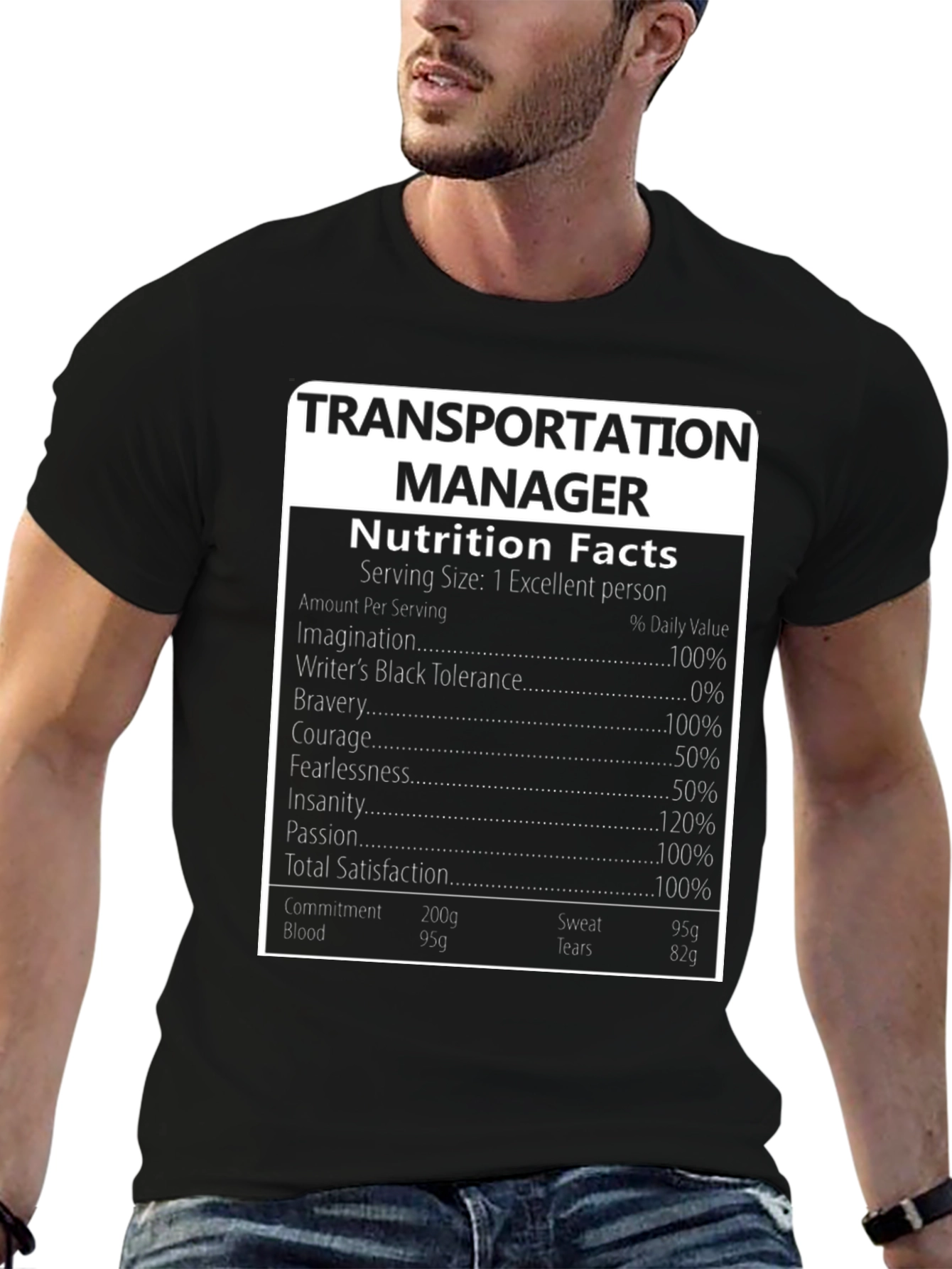 Transportation Manager Nutrition Facts T-Shirt