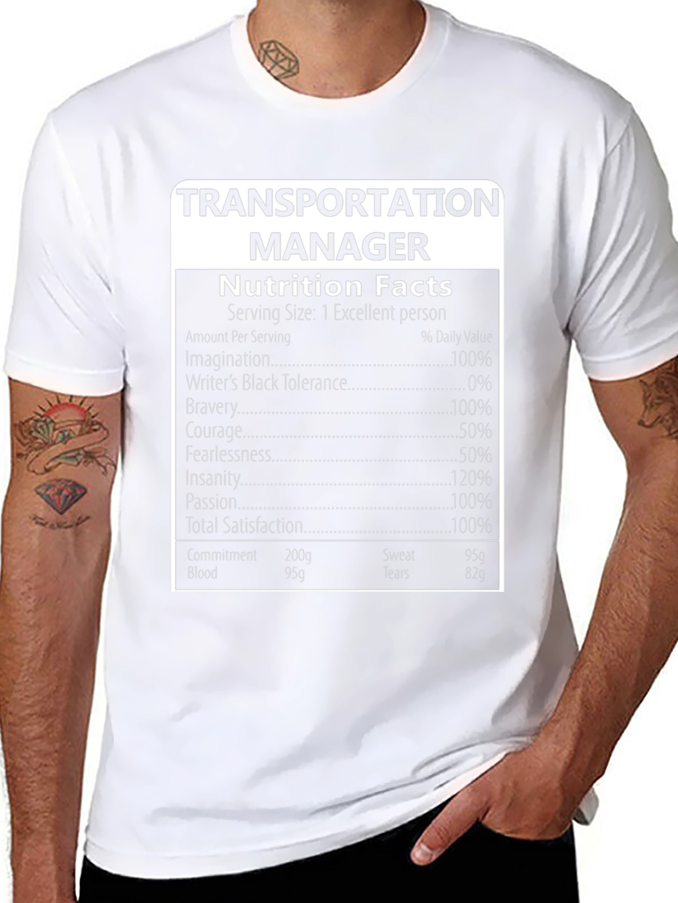 Transportation Manager Nutrition Facts T-Shirt