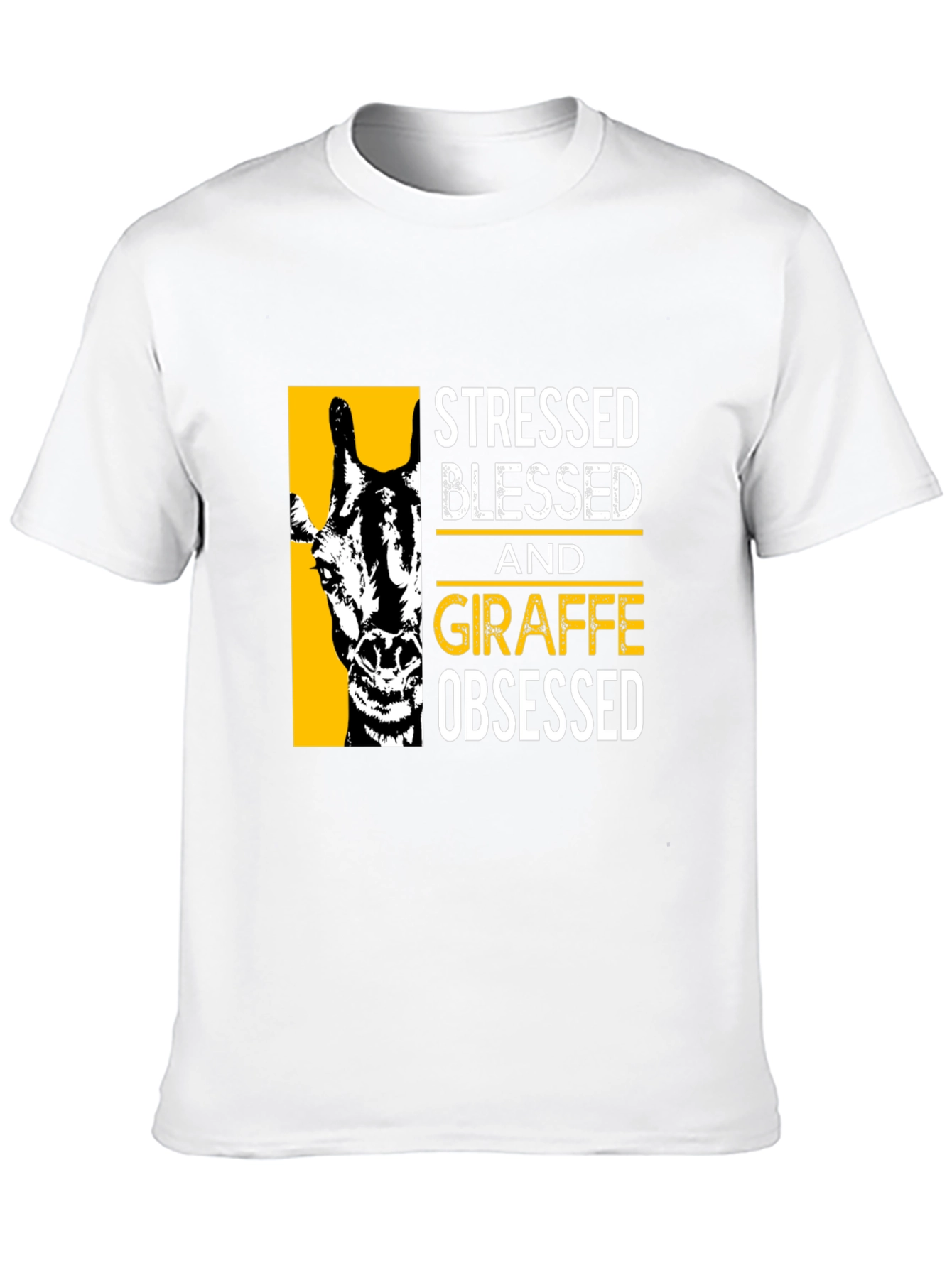 Stressed Blessed Giraffe Obsessed Black T-Shirt