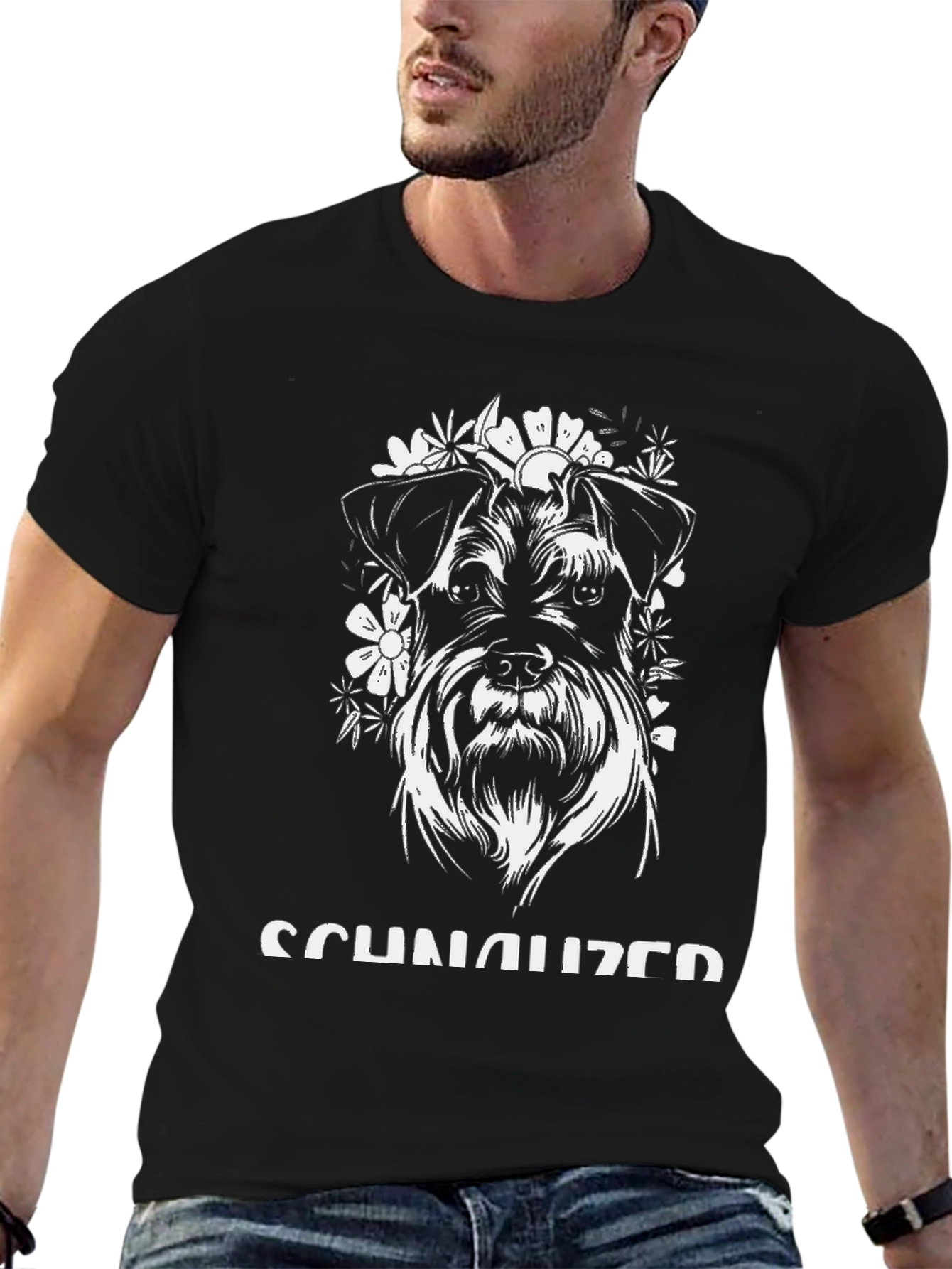 Schnauzer Dog Graphic Tee - Floral Pup Shirt