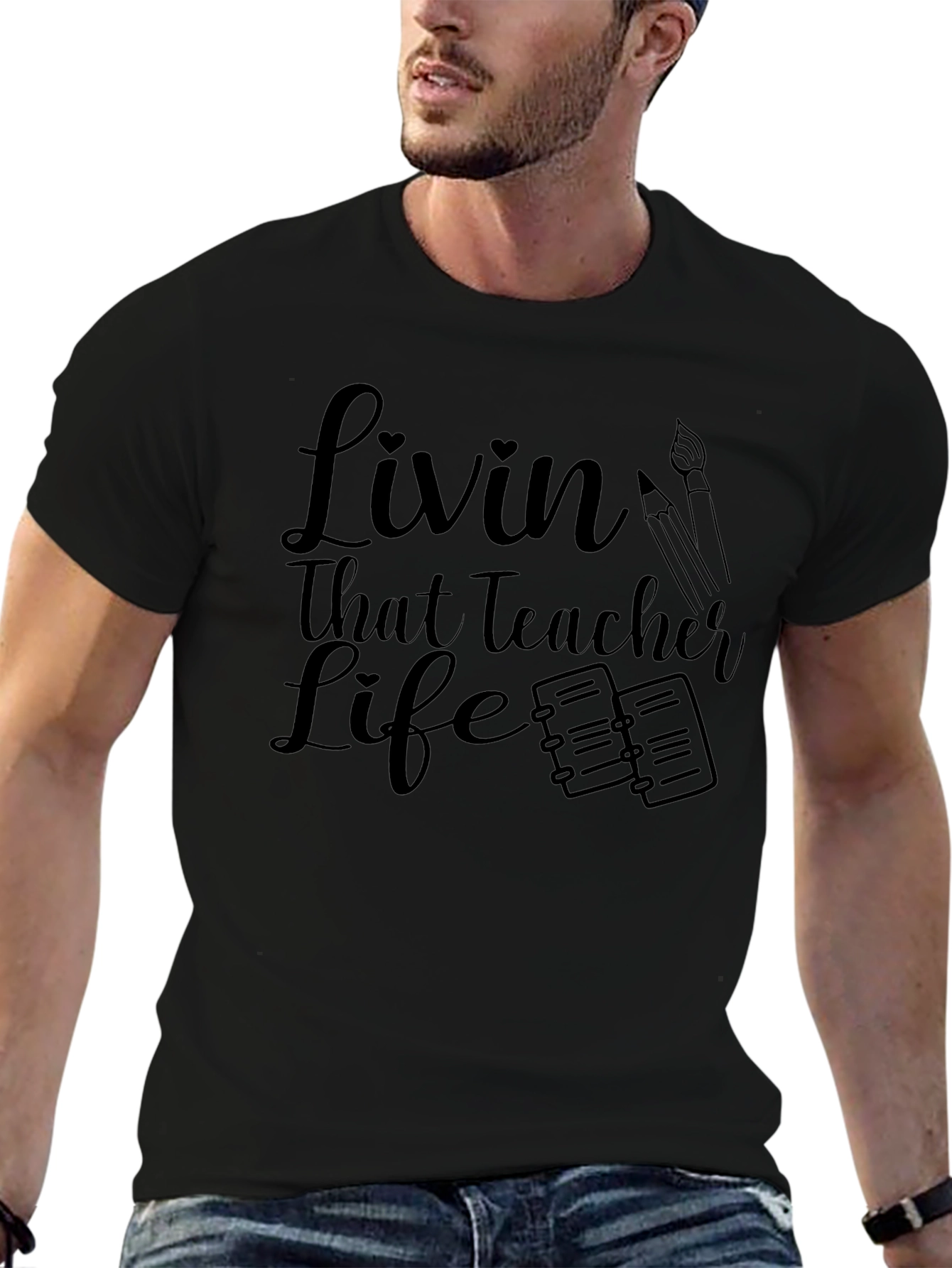 Livin That Teacher Life Black Graphic Tee