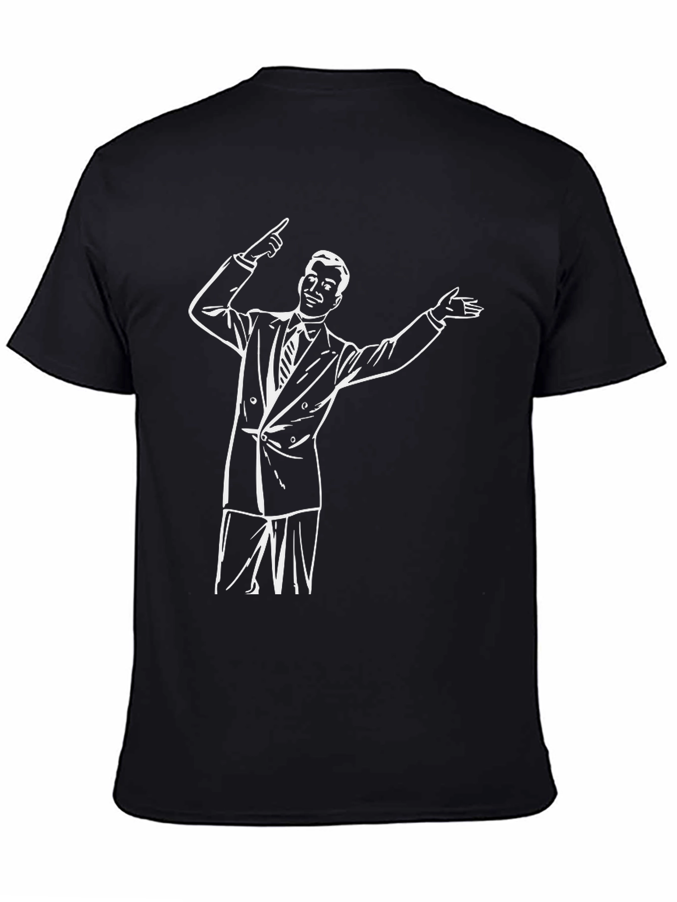 Retro Presenter Graphic Tee - Black Cotton Blend