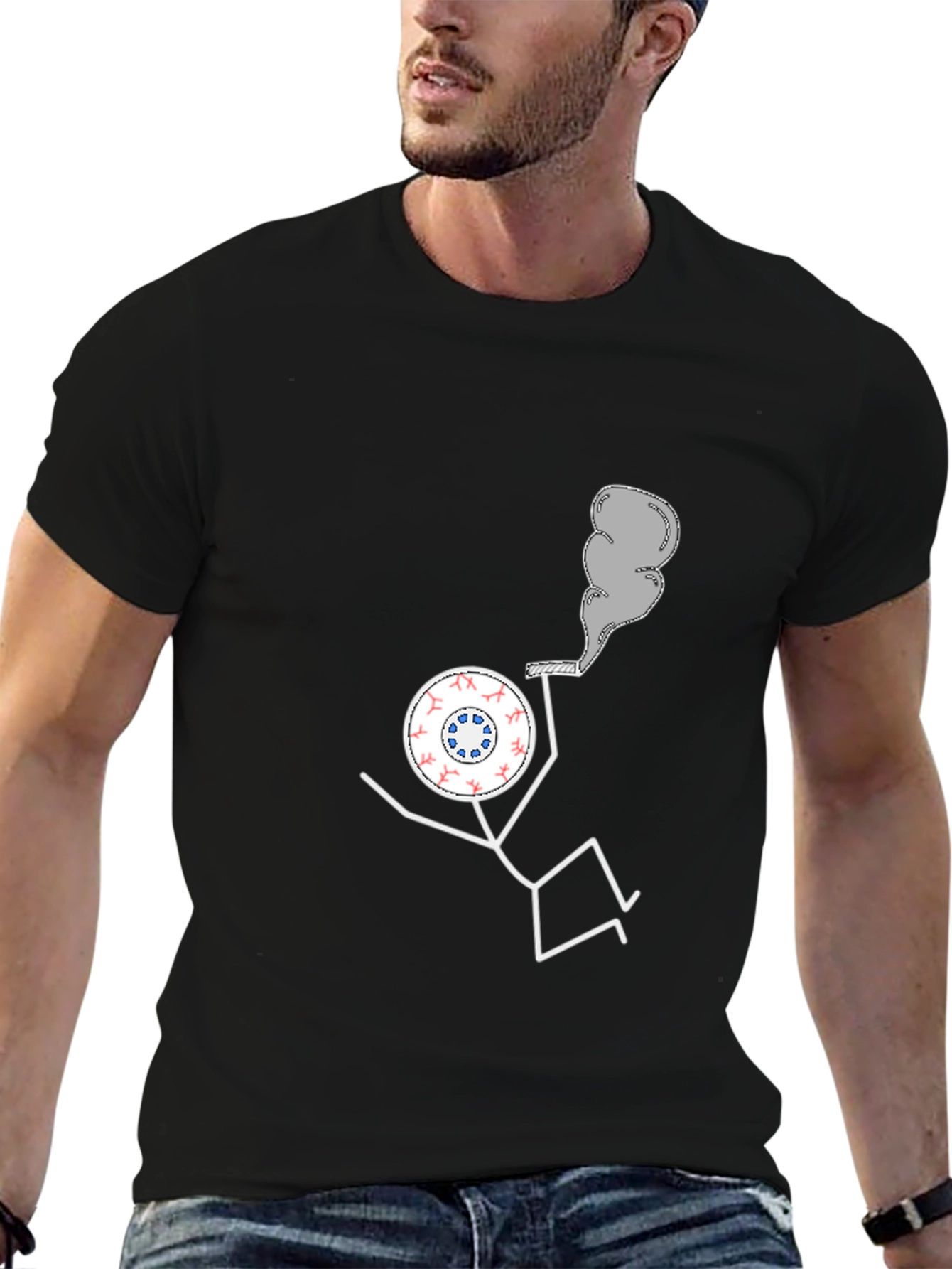 Novelty T-Shirt: Eyeball Man Smoking Pipe