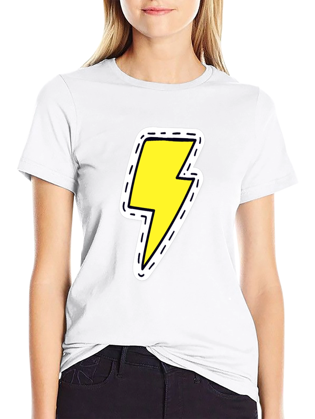 Black Tee with Lightning Bolt Patch