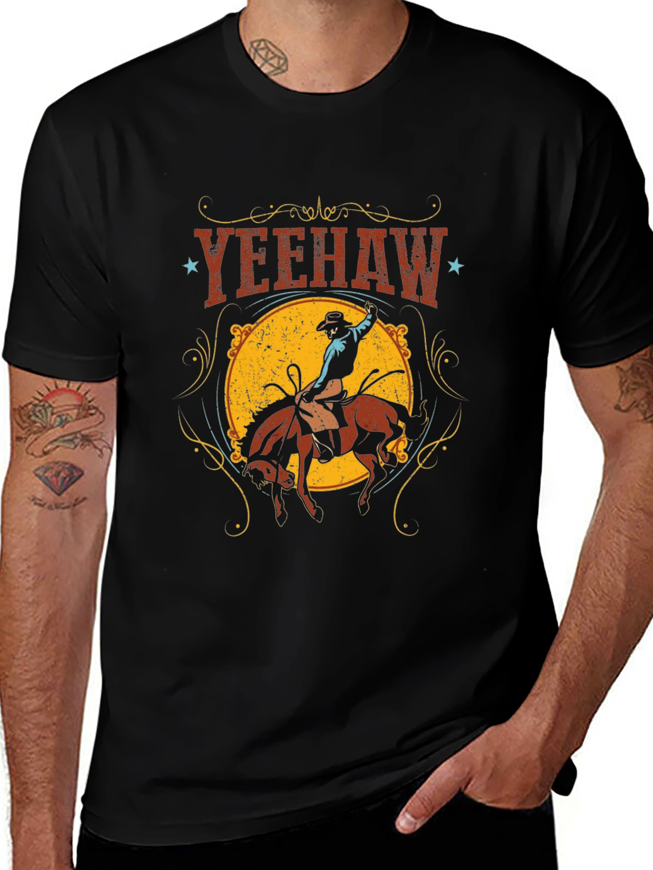 Yeehaw Cowboy Graphic T-Shirt - Black