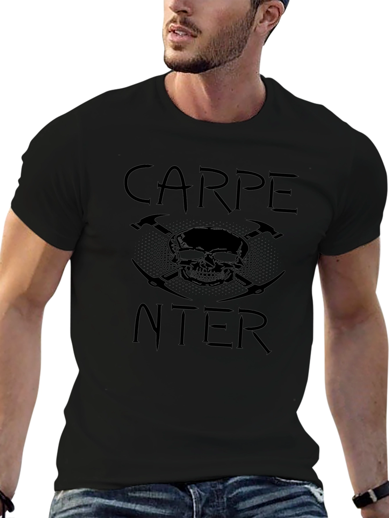 Carpenter Skull & Tools Graphic T-Shirt - Black