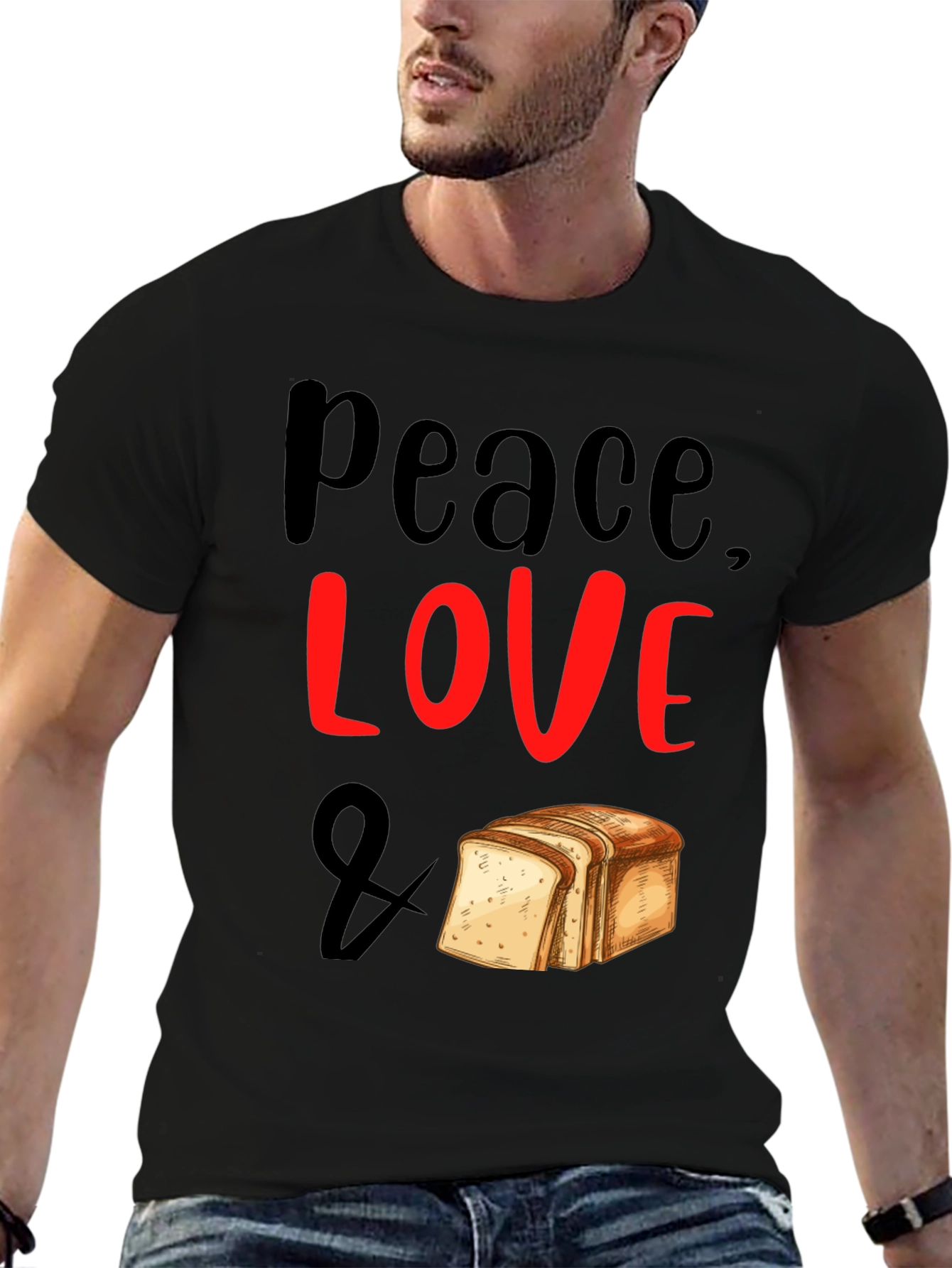 Peace Love & Bread T-Shirt - Foodie Tee